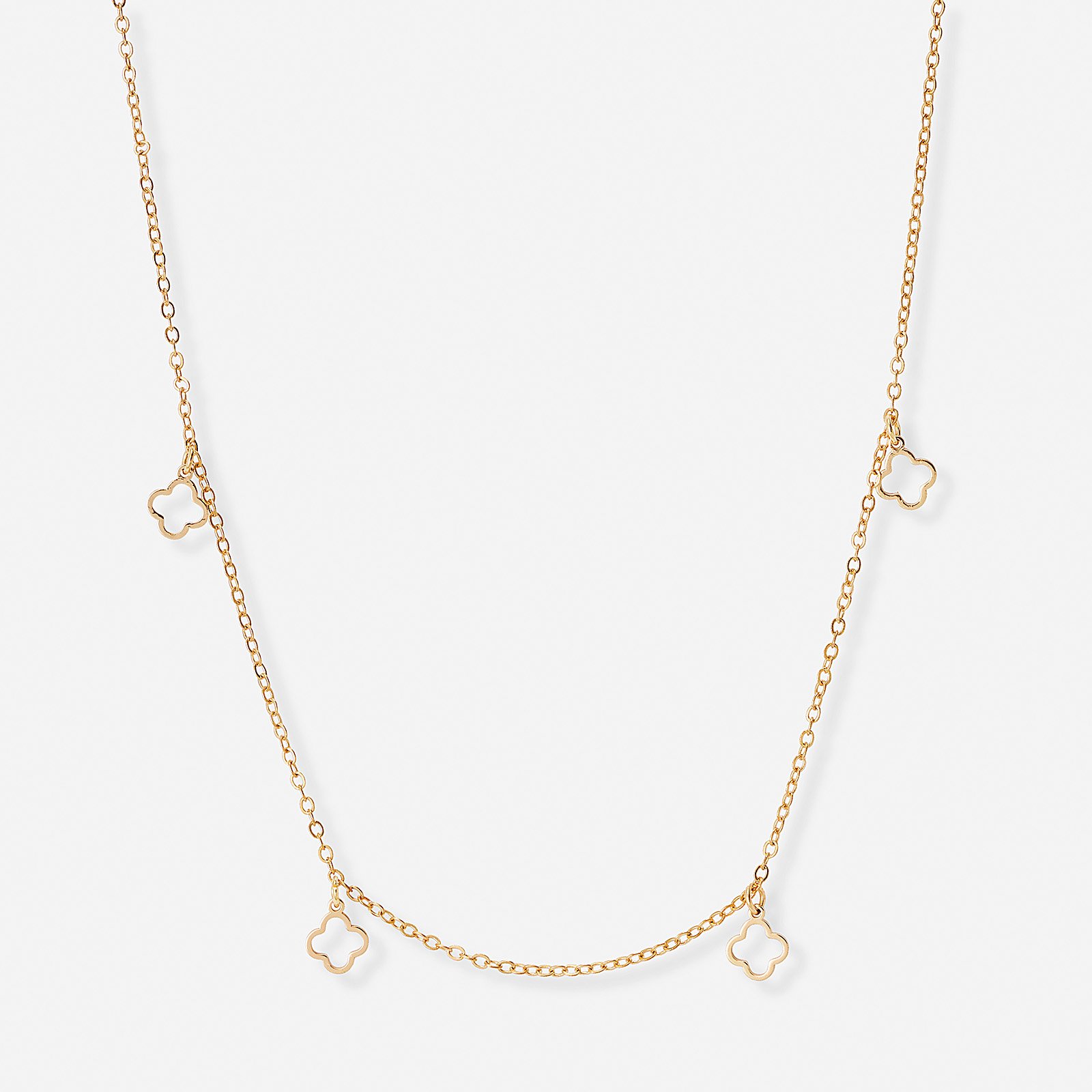 MONTINI Guldfärgat halsband fyrklöver 41+7cm