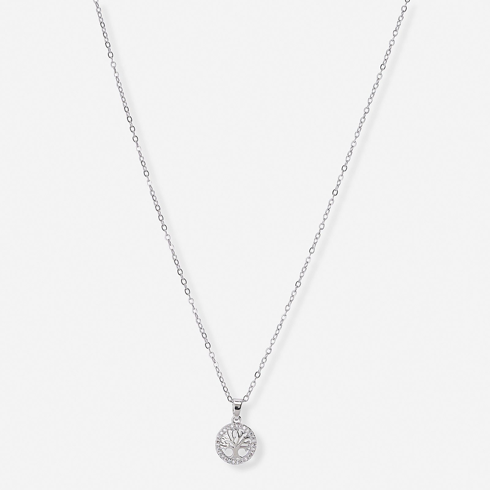 Silverfärgat halsband livets träd 40+6cm