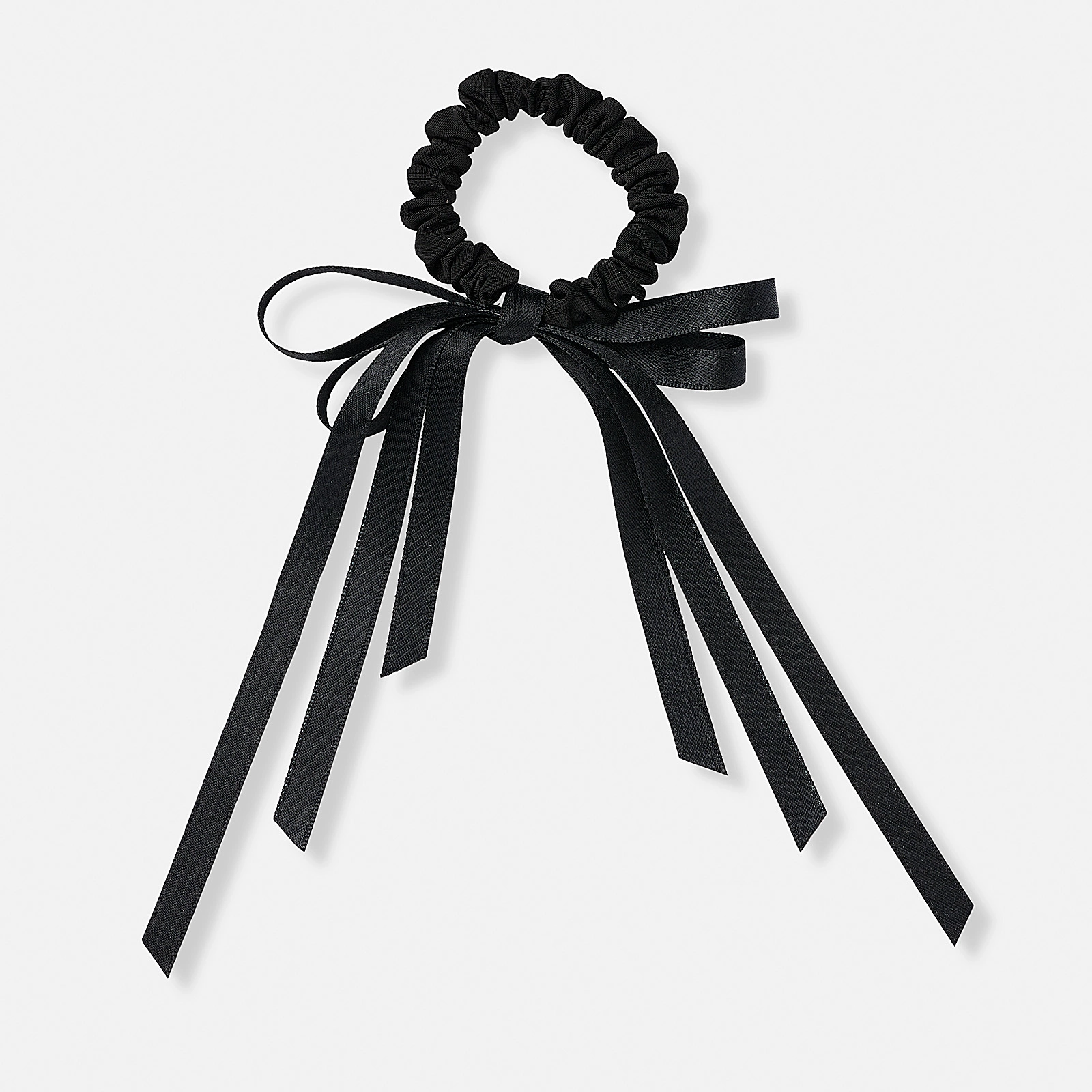 Svart scrunchie med rosett & band