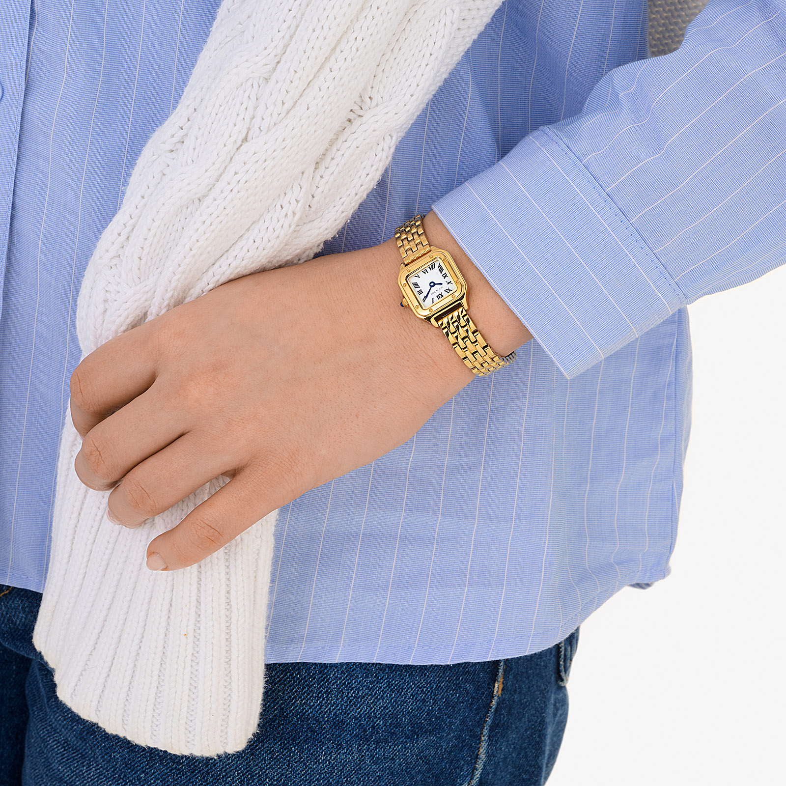 Ivy n Rox Classy damklocka - guld/vit, 20mm
