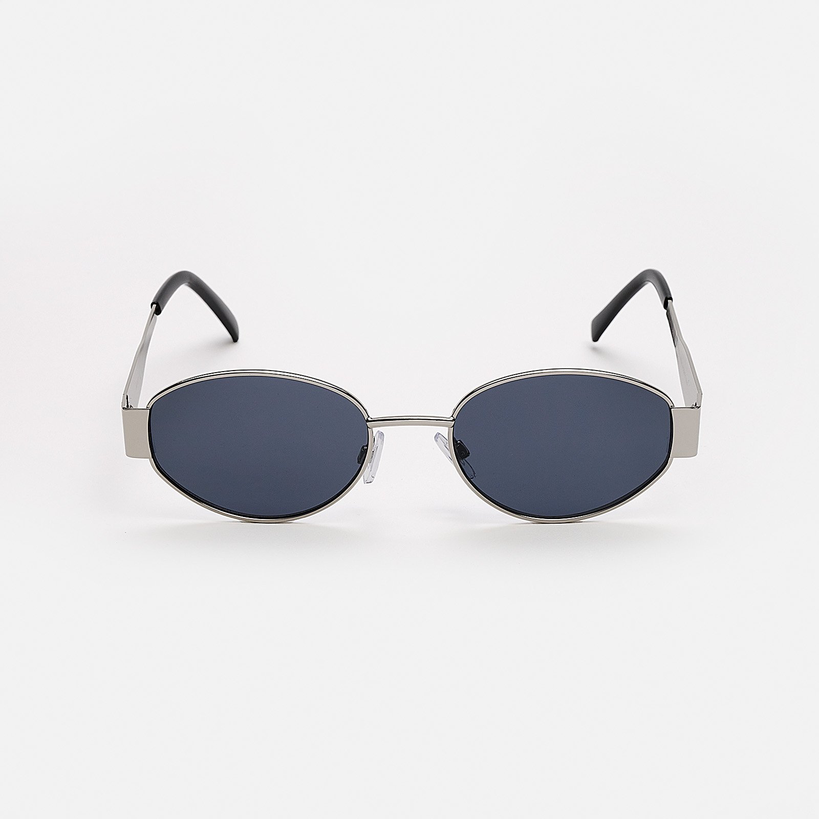 Solglasögon unisex Oval svart glas & silverton