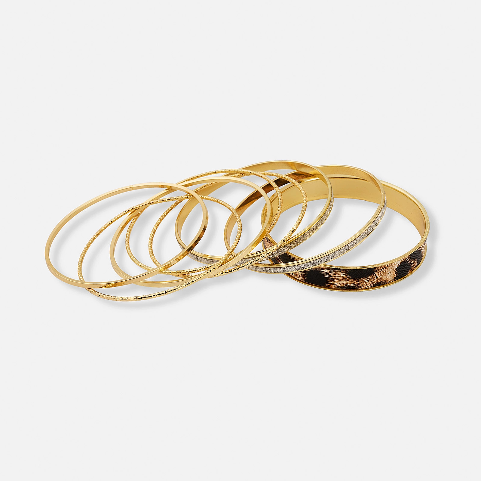 Flerpack guldf&auml;rgade armband, varierande design