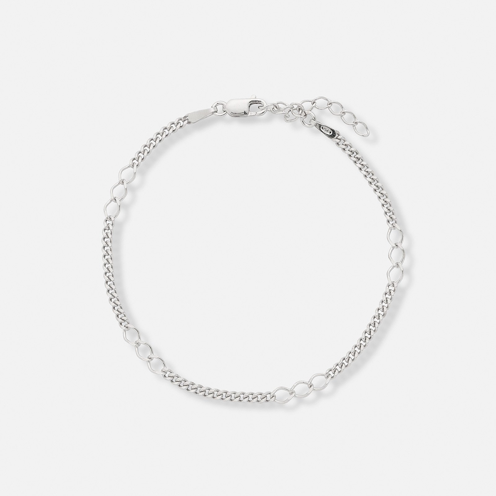 Armband dam i silver -mixad pansar 42+3cm