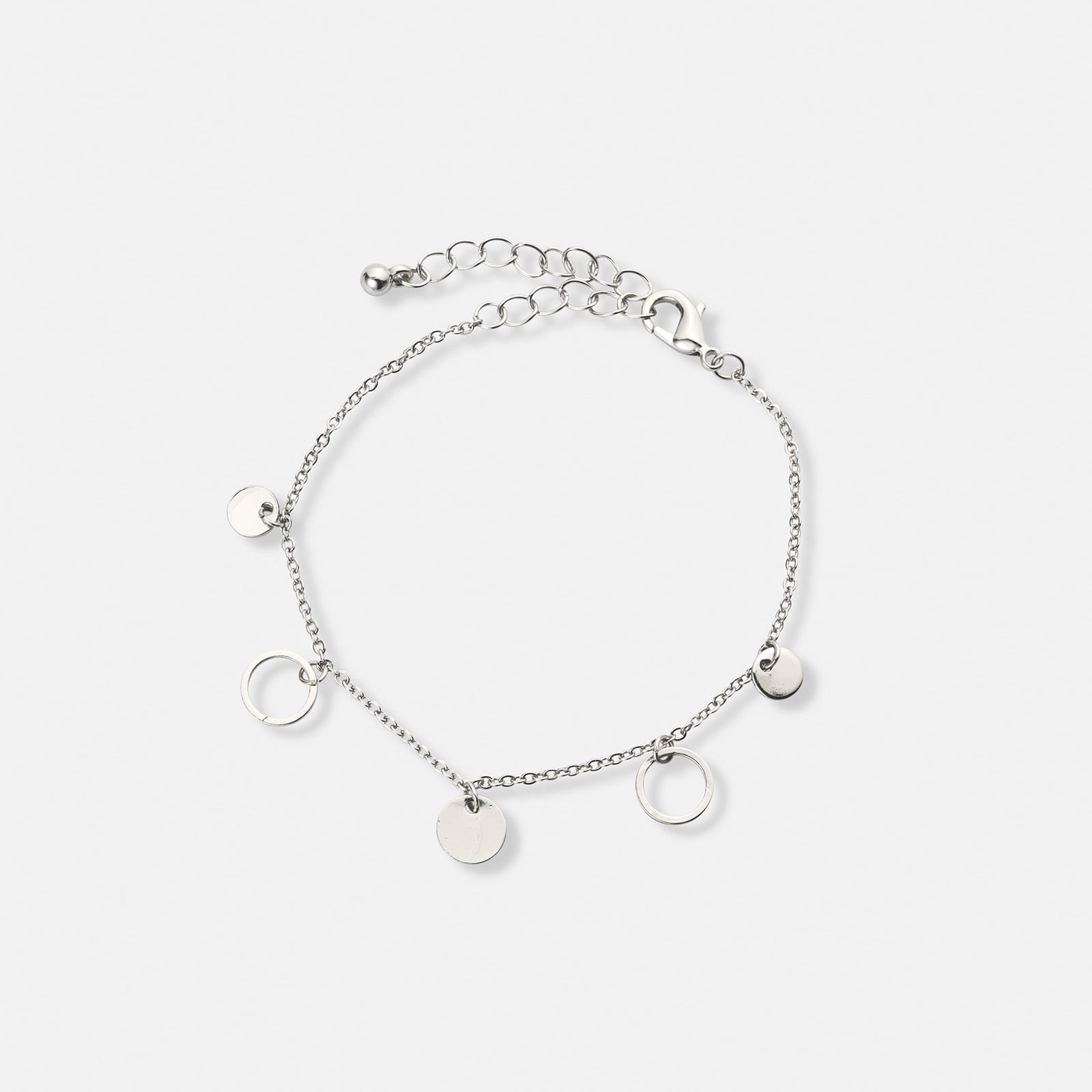 Silverf&auml;rgat armband, ringar och brickor - 17+5 cm