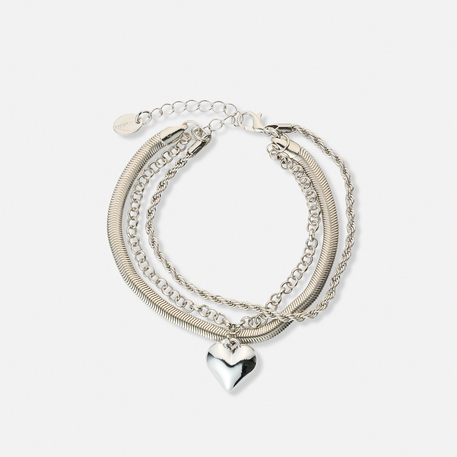 3-pack silverfärgade armband - 19,5+5 cm