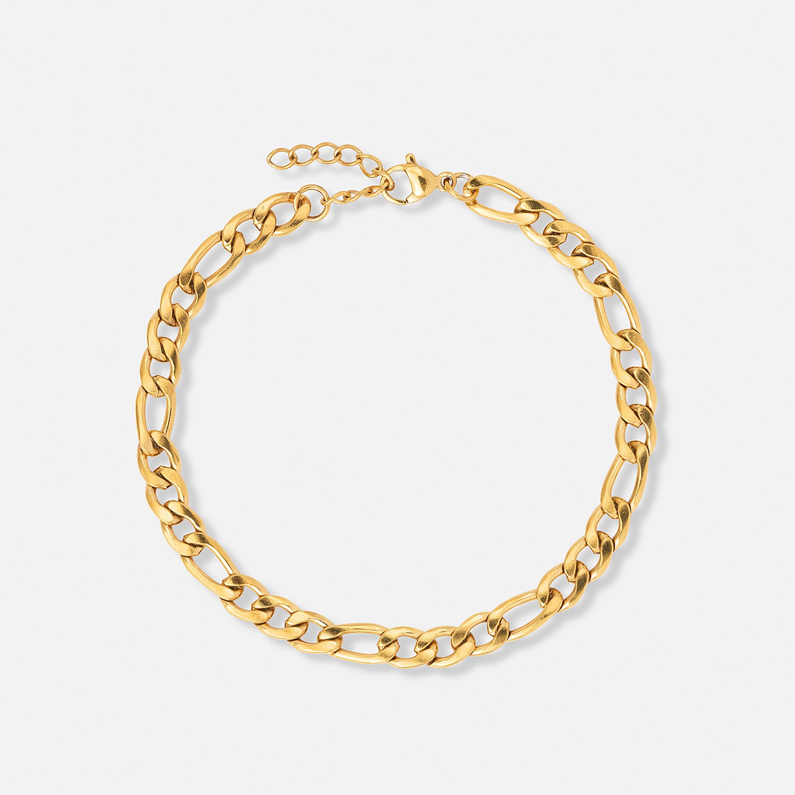 Guldfärgat stålarmband Figarolänk 5 mm