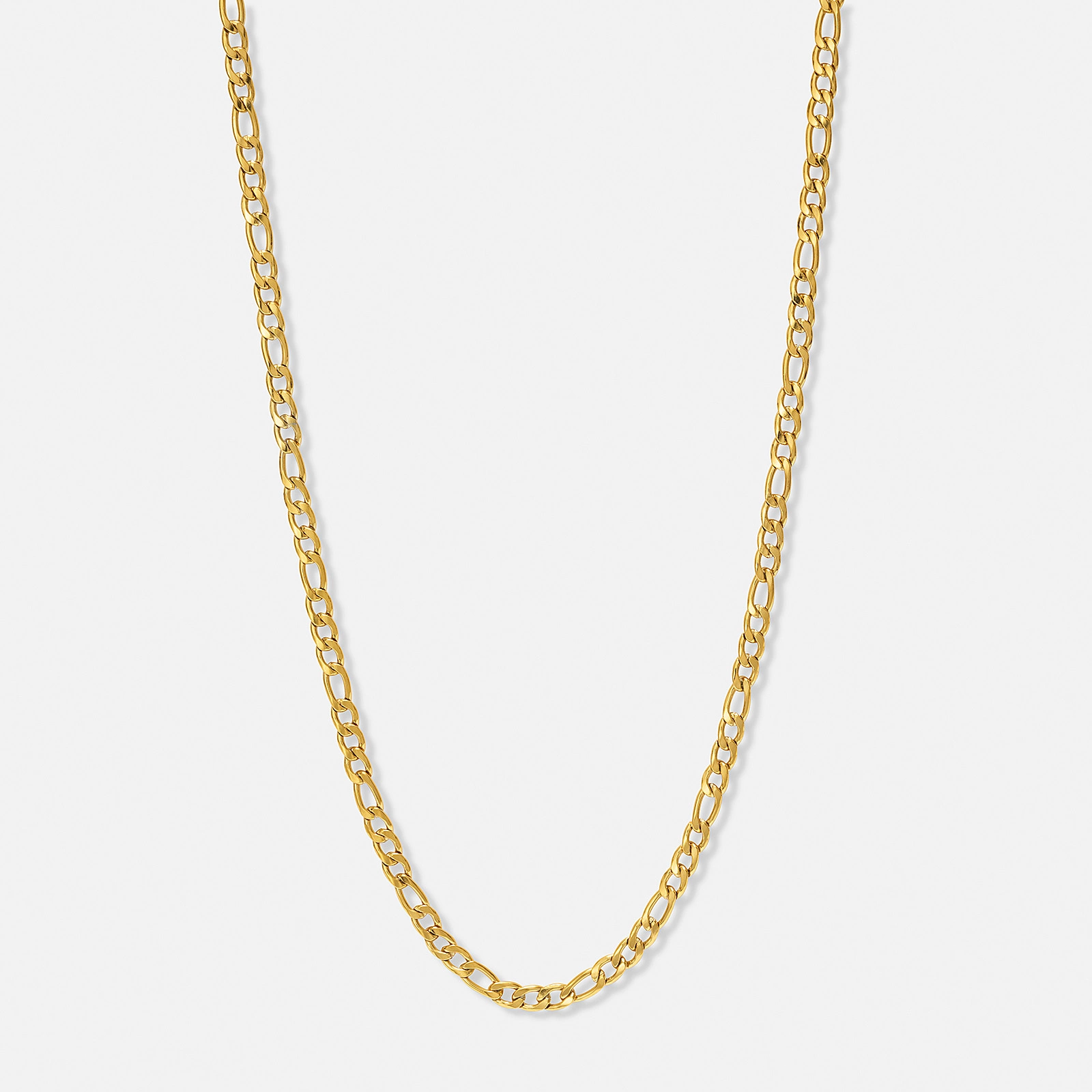 Guldpl&auml;terat st&aring;lhalsband figarol&auml;nk 5mm - 45+5cm