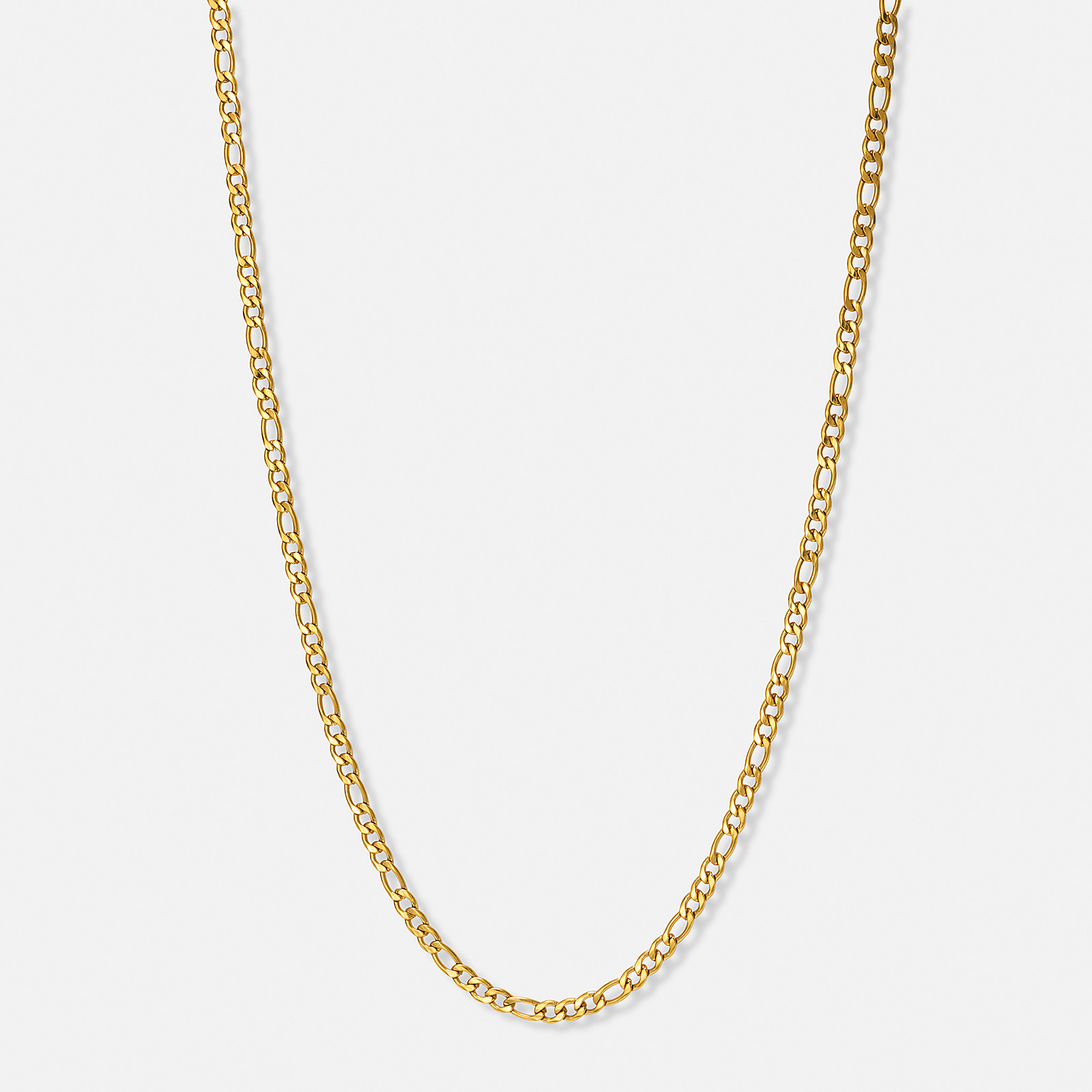 Guldpl&auml;terat st&aring;lhalsband figarol&auml;nk 4mm - 55+5cm