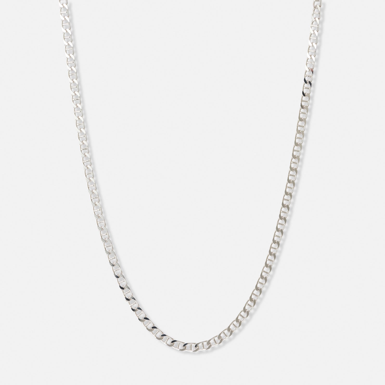 Halsband i silver herr, bean chain - 55 cm