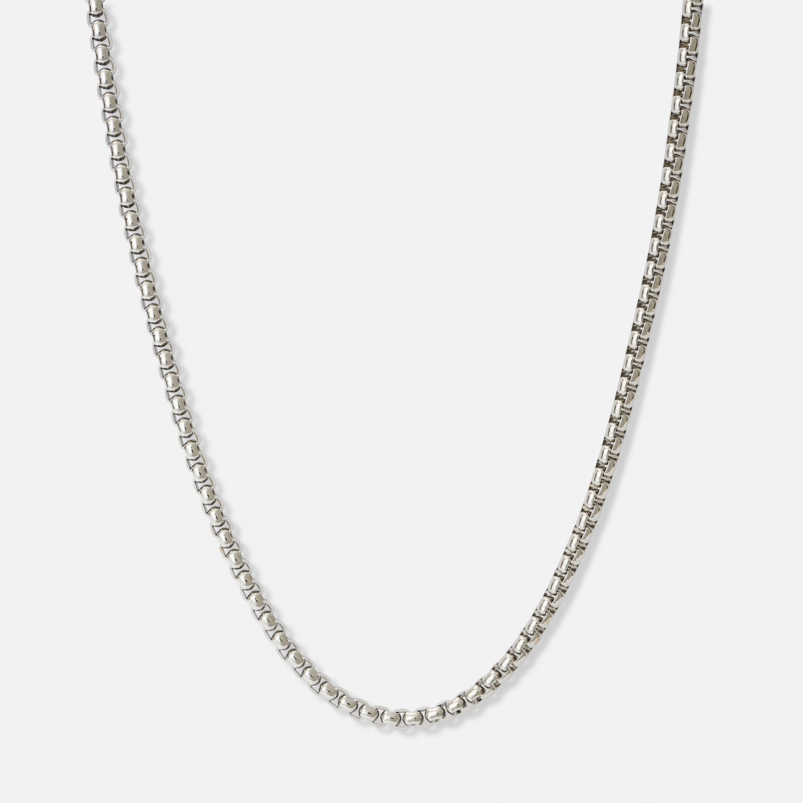 Stålhalsband herr, boxchain - 55+5 cm