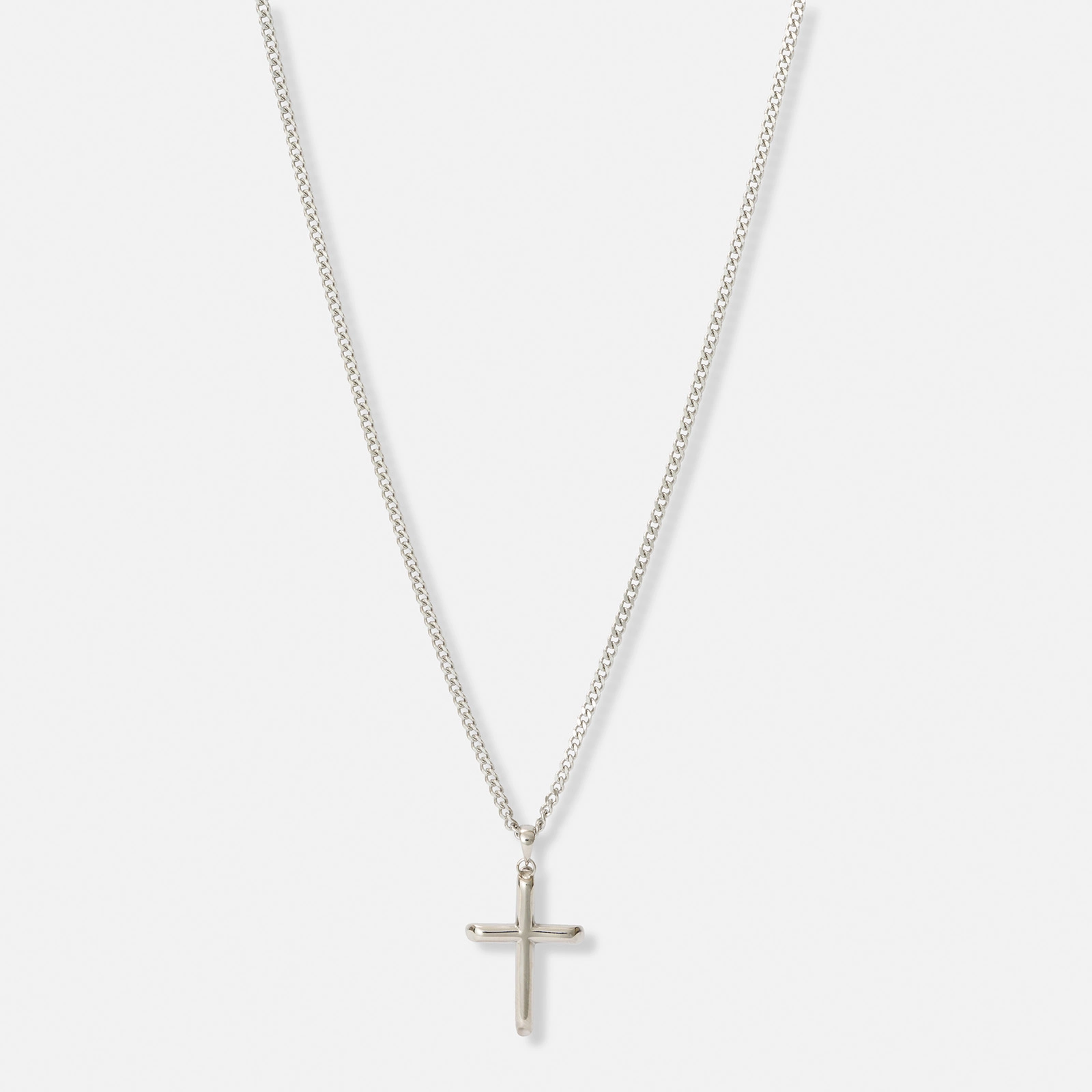 Stålhalsband herr, pansarkedja med kors - 50+5 cm