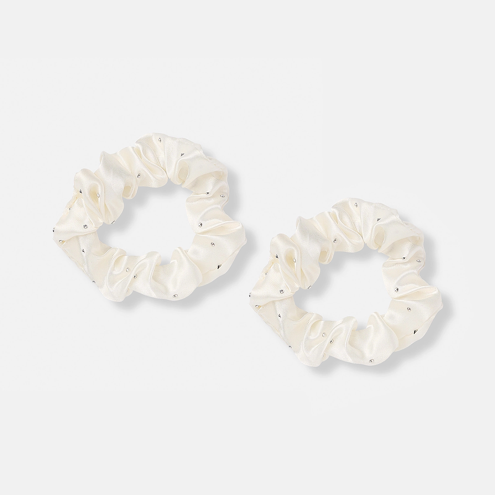 2-pack vita scrunchies med strass