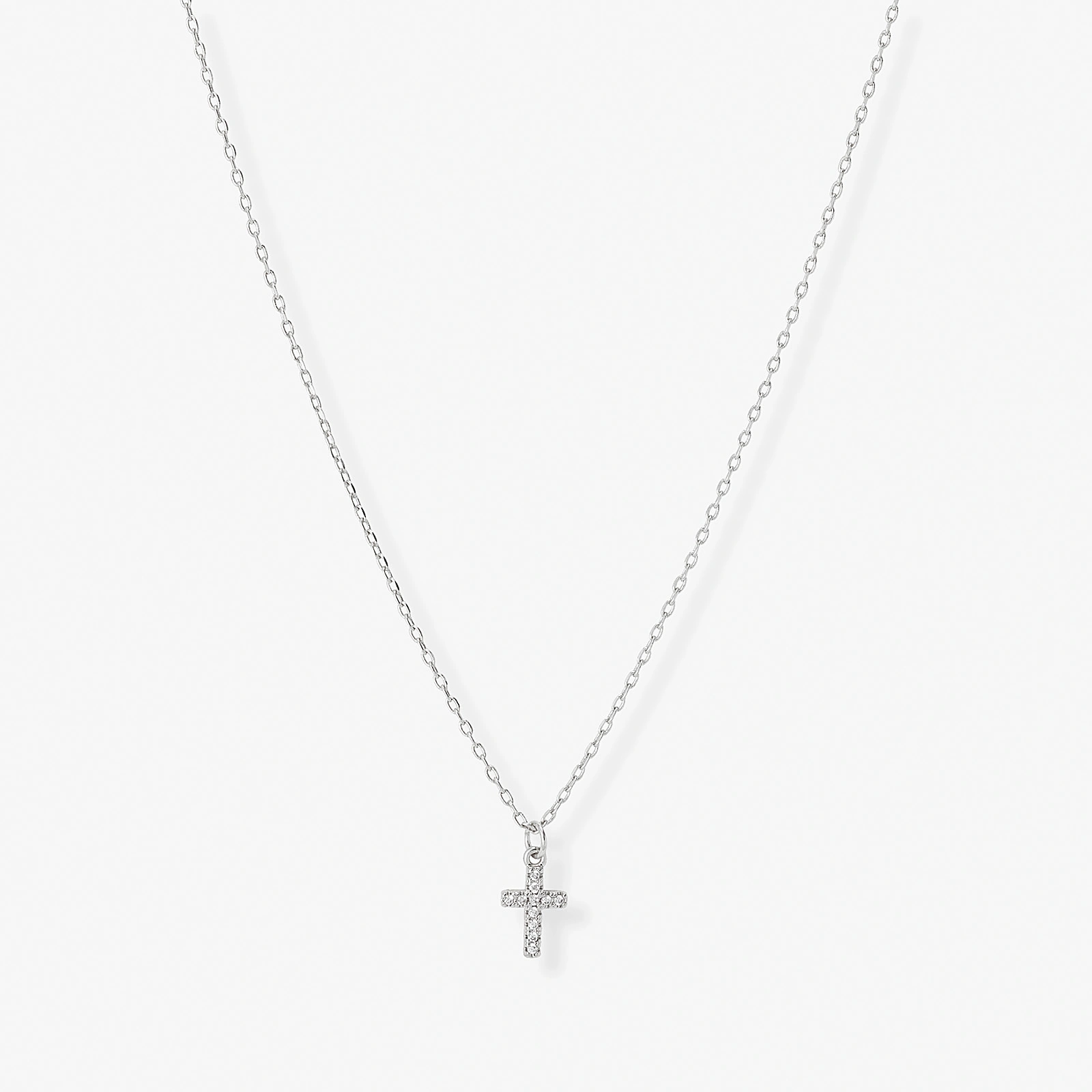 Silverf&auml;rgat halsband, kors, 42+7cm