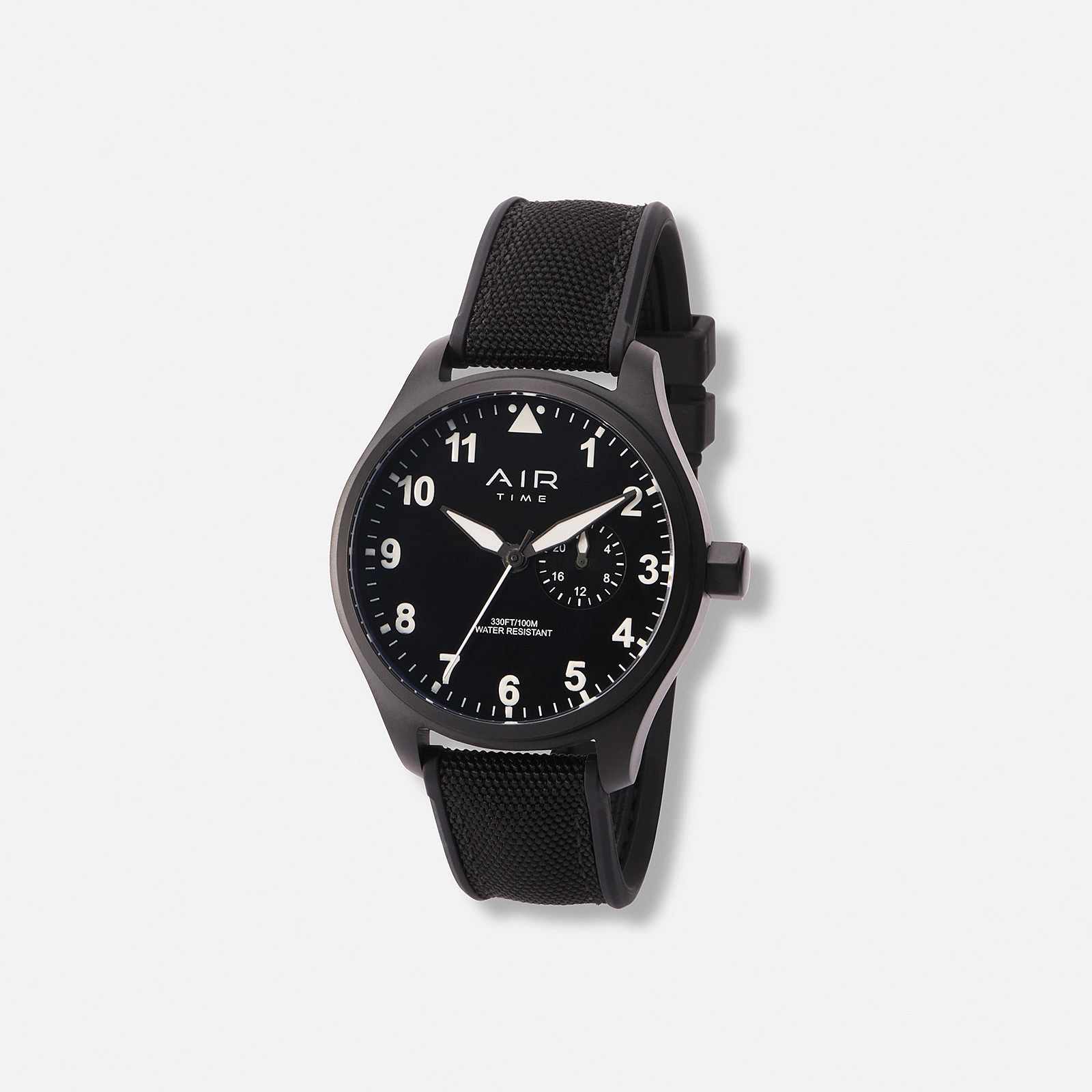 Air Time herrklocka, svart, gummiband - 44 mm