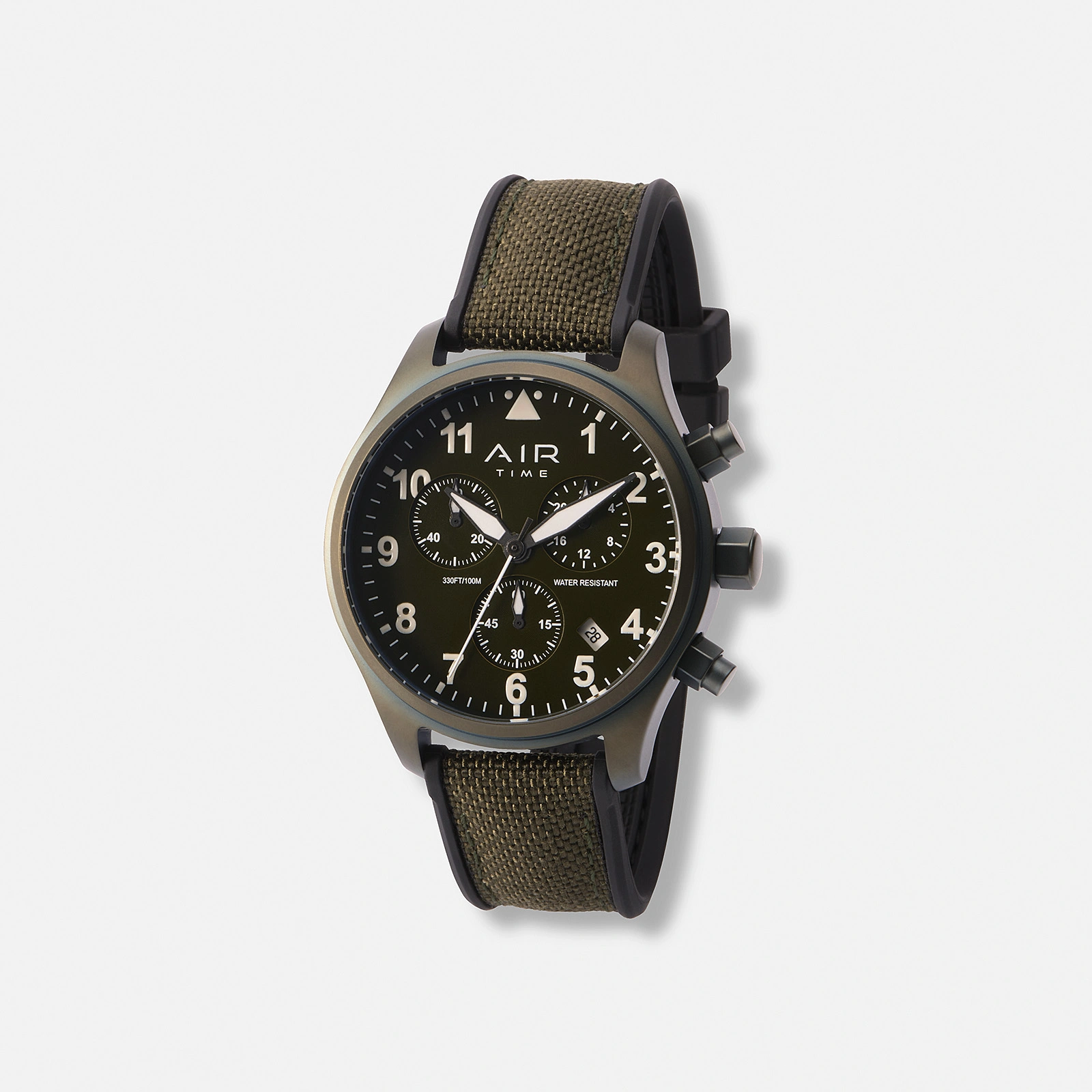 Air Time Chrono, grön, gummiband - 44 mm