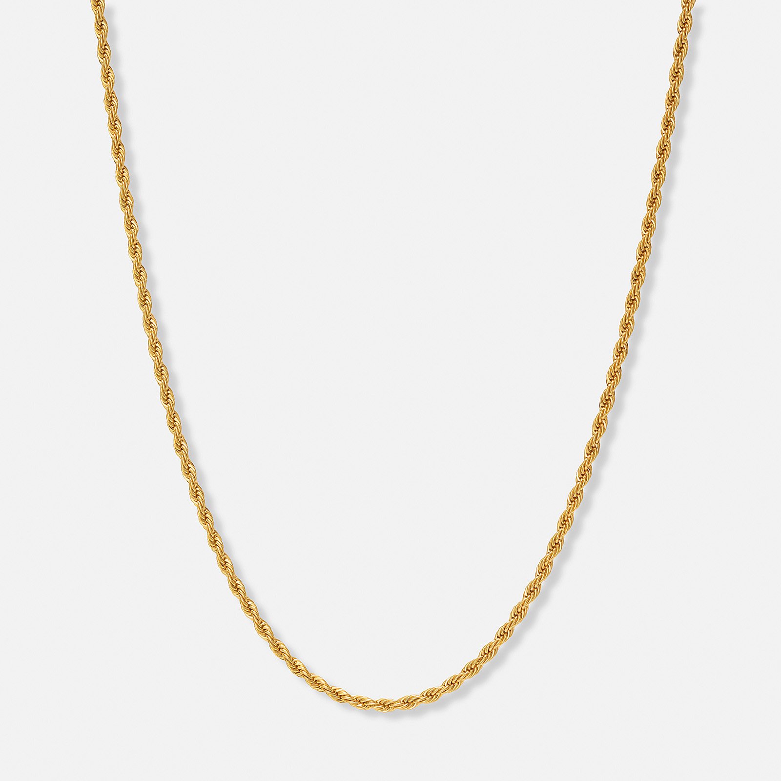 Guldpläterat stålhalsband replänk 4mm - 45+5cm