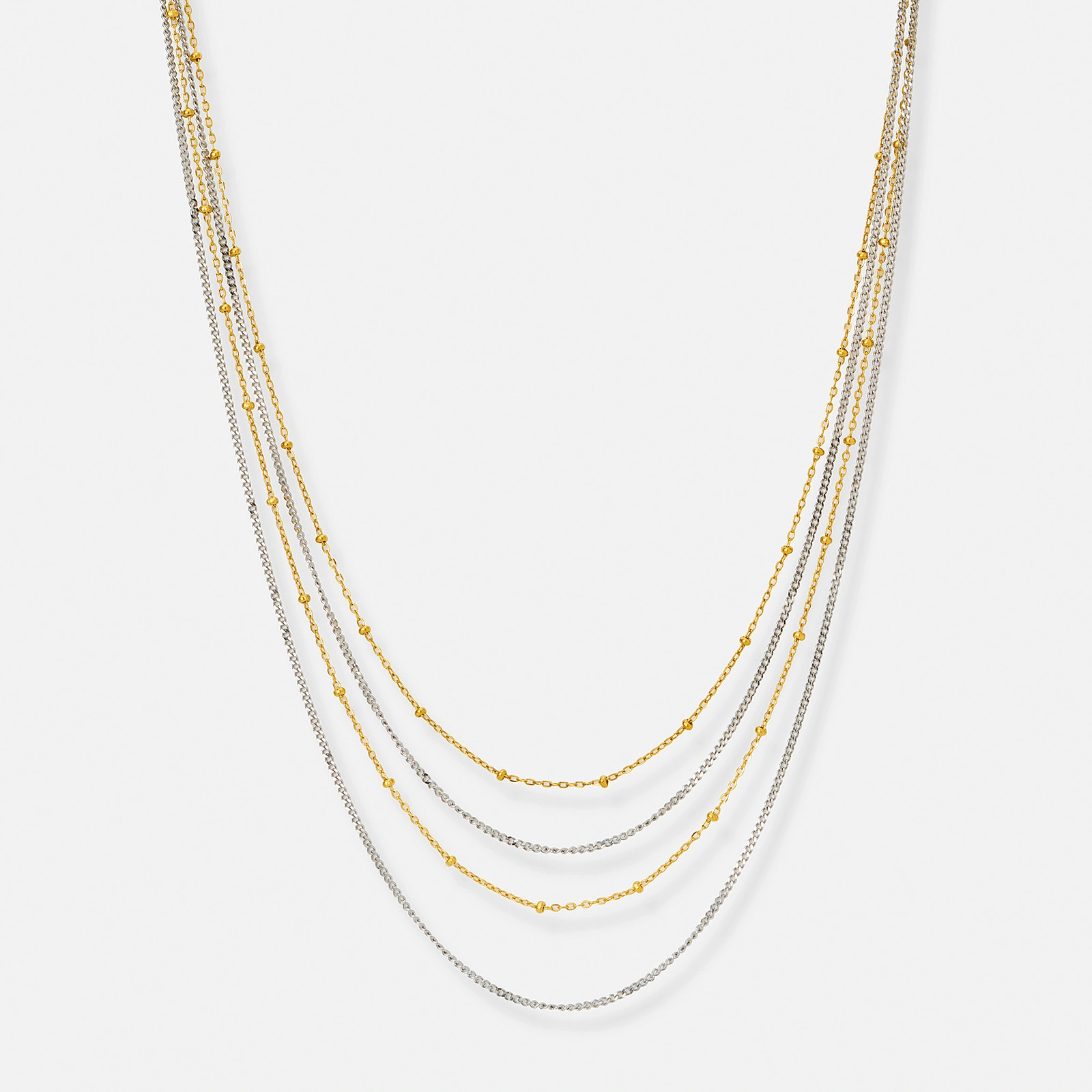 St&aring;lhalsband i bicolor, fyra rader kejdor - 38-45+5cm