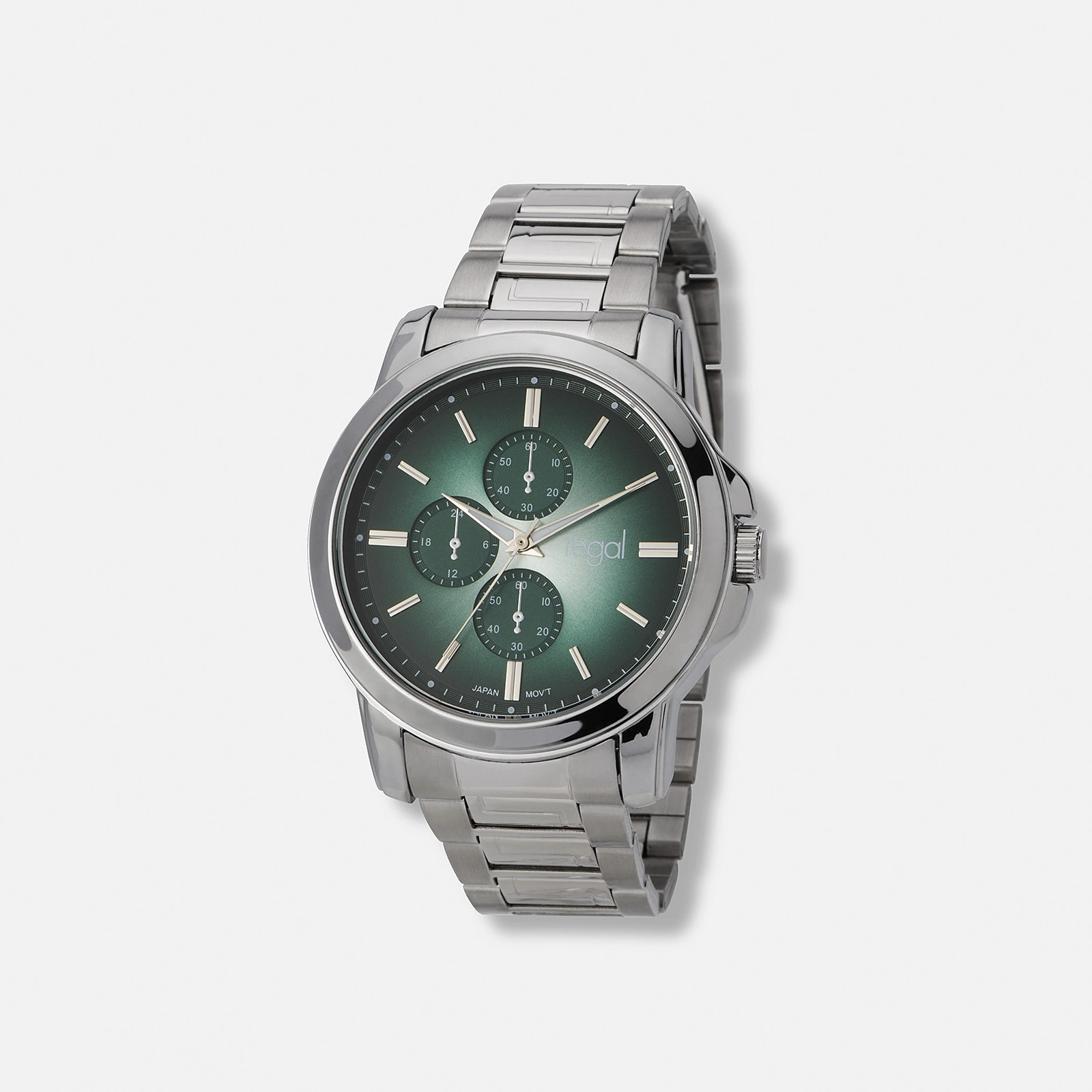 Regal herrklocka, metallband, gr&ouml;n/silver, 45 mm