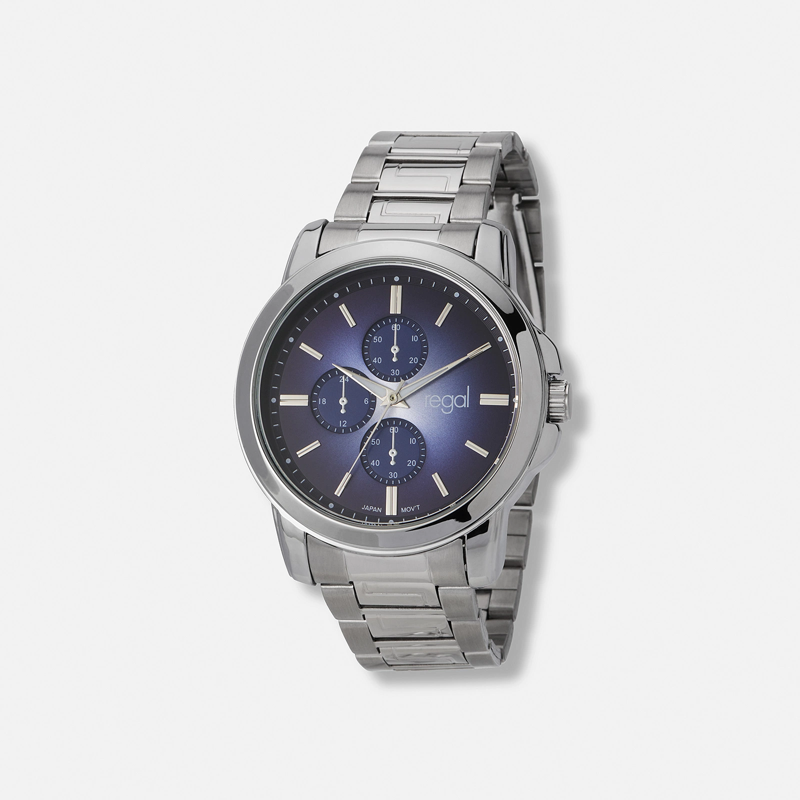 Regal herrklocka, metallband, bl&aring;/silver, 45 mm