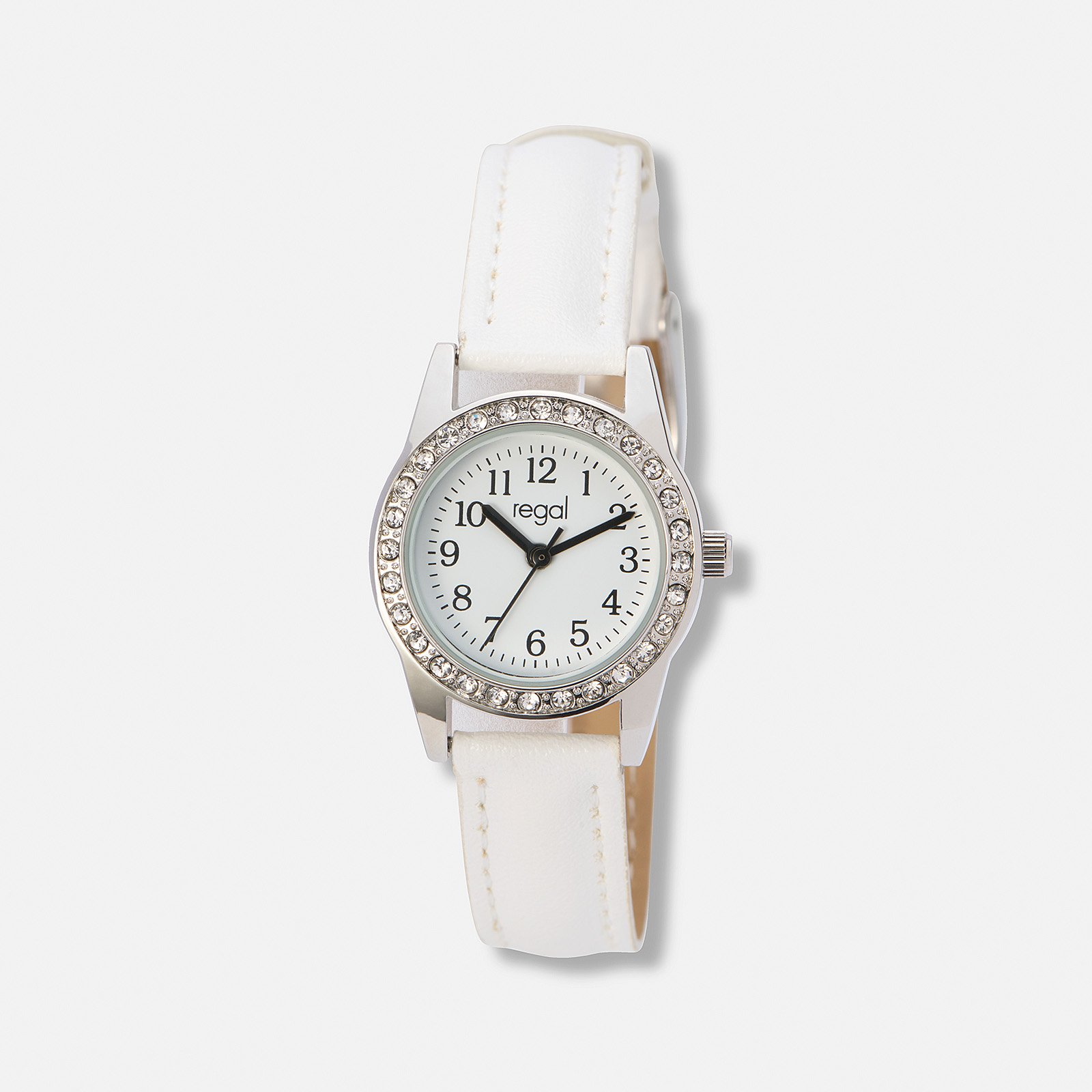 Regal barnklocka med stenar, vit, 24 mm