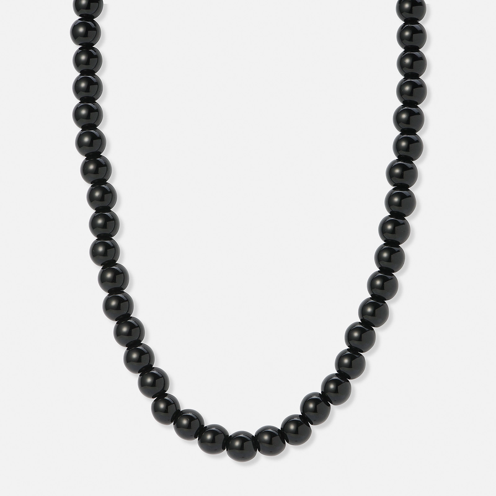 Halsband med svarta plastpärlor - 41+7cm