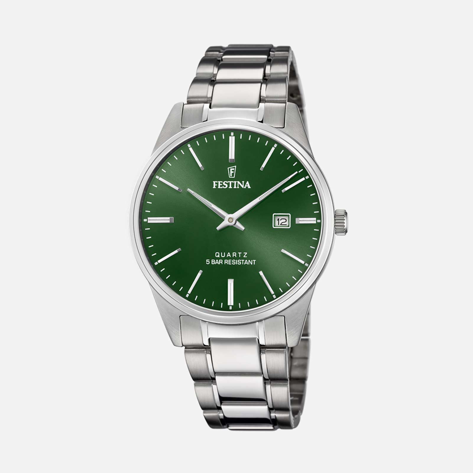 Festina Classic - herrklocka, stål/grön, 39mm