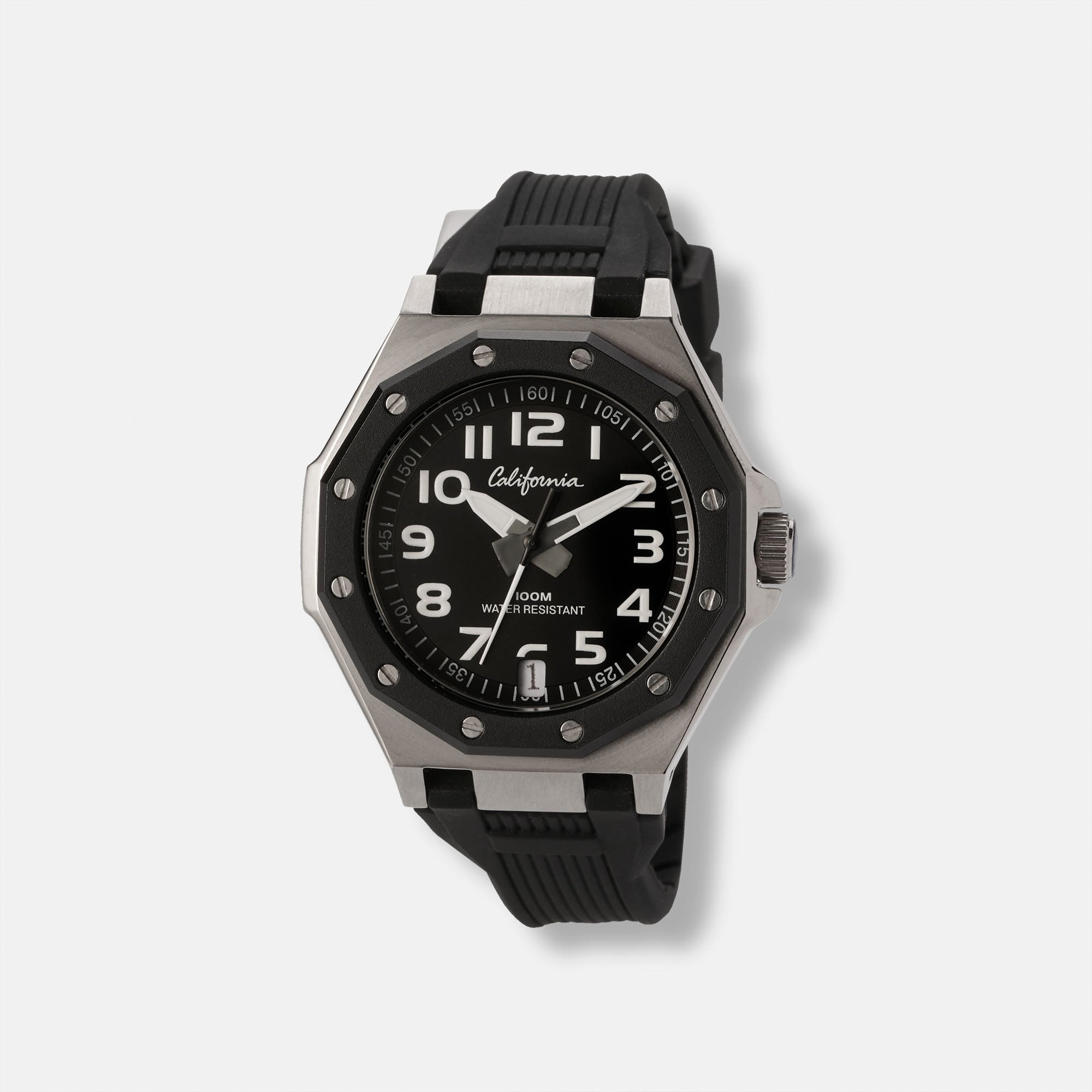 California barnklocka - gummiband, svart, 37 mm