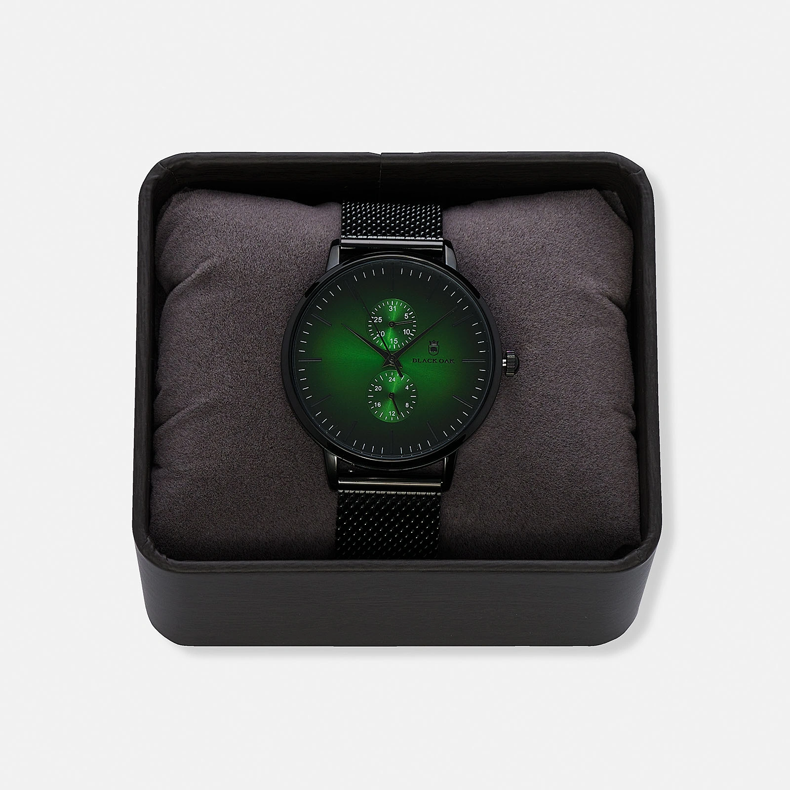 Black Oak Shumardii herrklocka - meshband svart/gr&ouml;n - 42mm