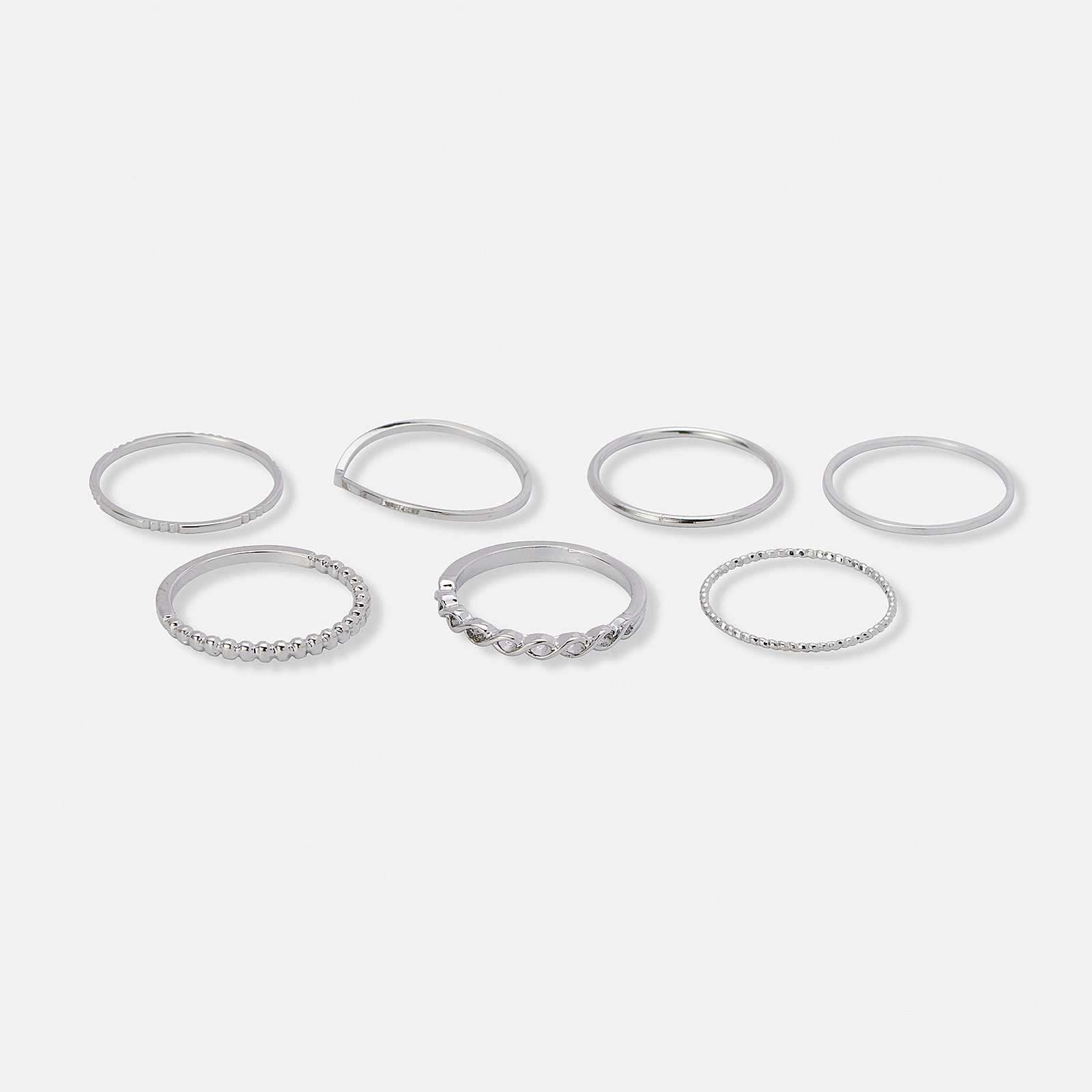 7-pack silverf&auml;rgade tunna ringar - 17
