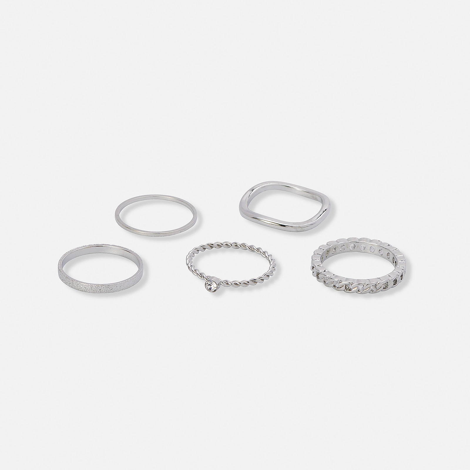 5-pack silverfärgade tunna ringar - 19