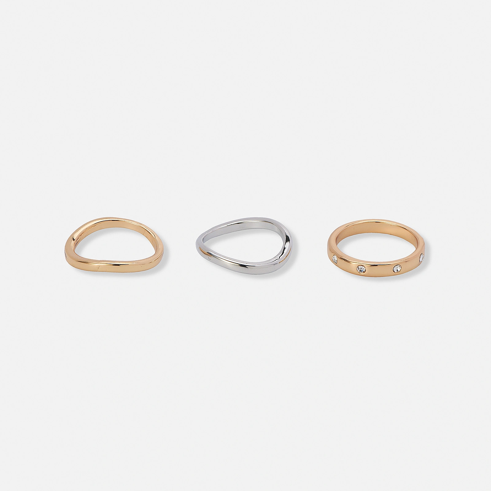3-pack olika ringar i silver & guldfärg - 19