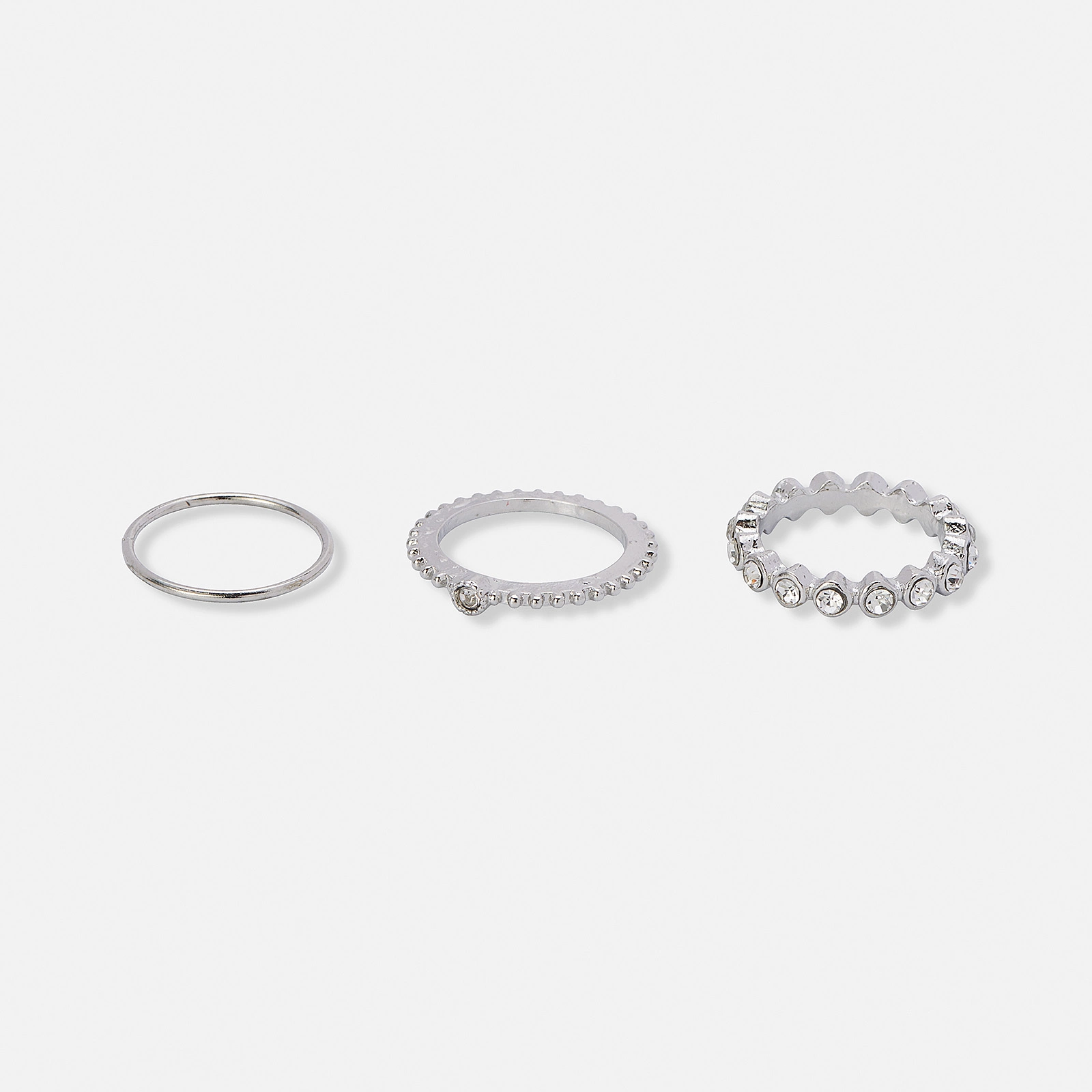 3-pack silverfärgade tunna ringar - 19