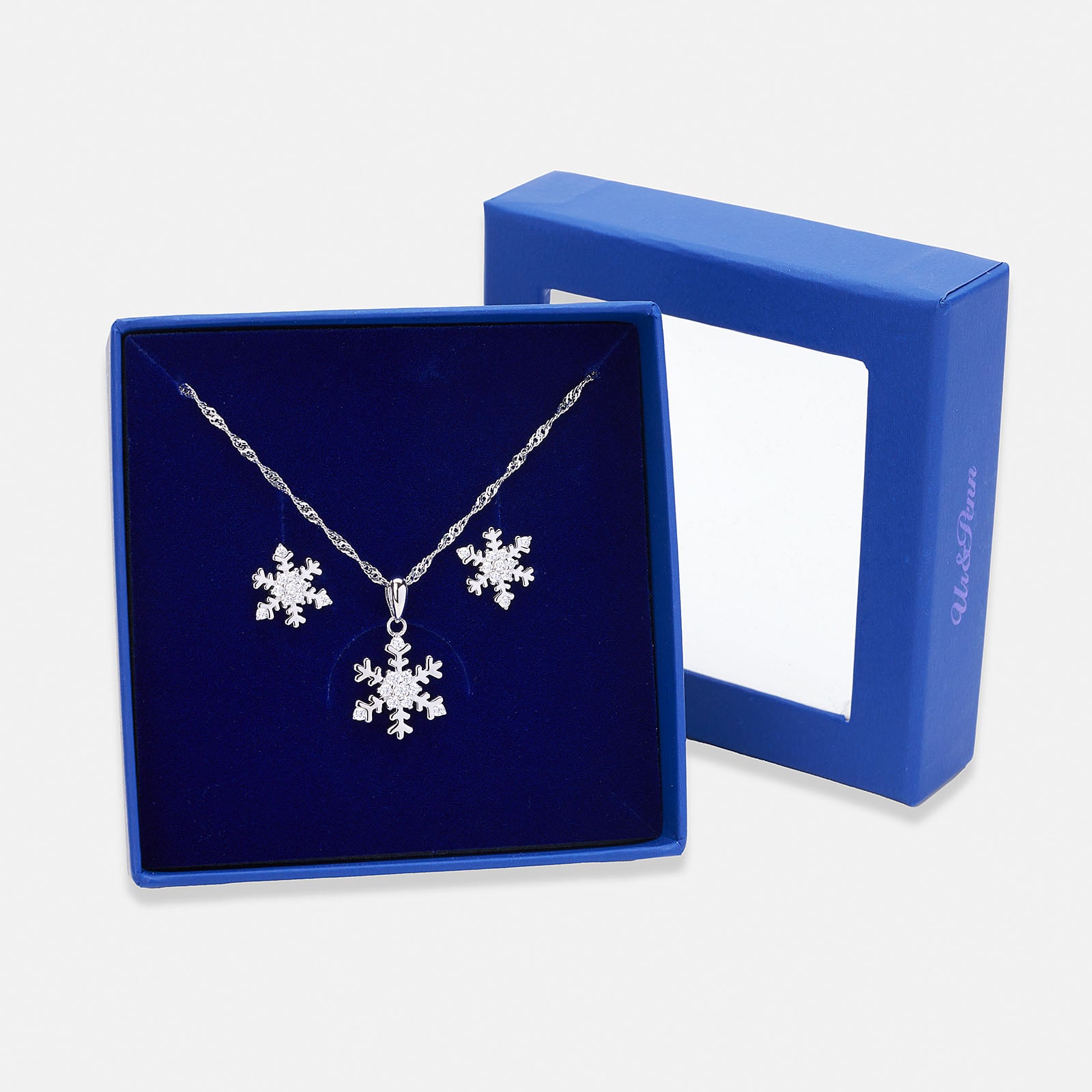 Örhängen & halsband set i äkta silver - snöflingor