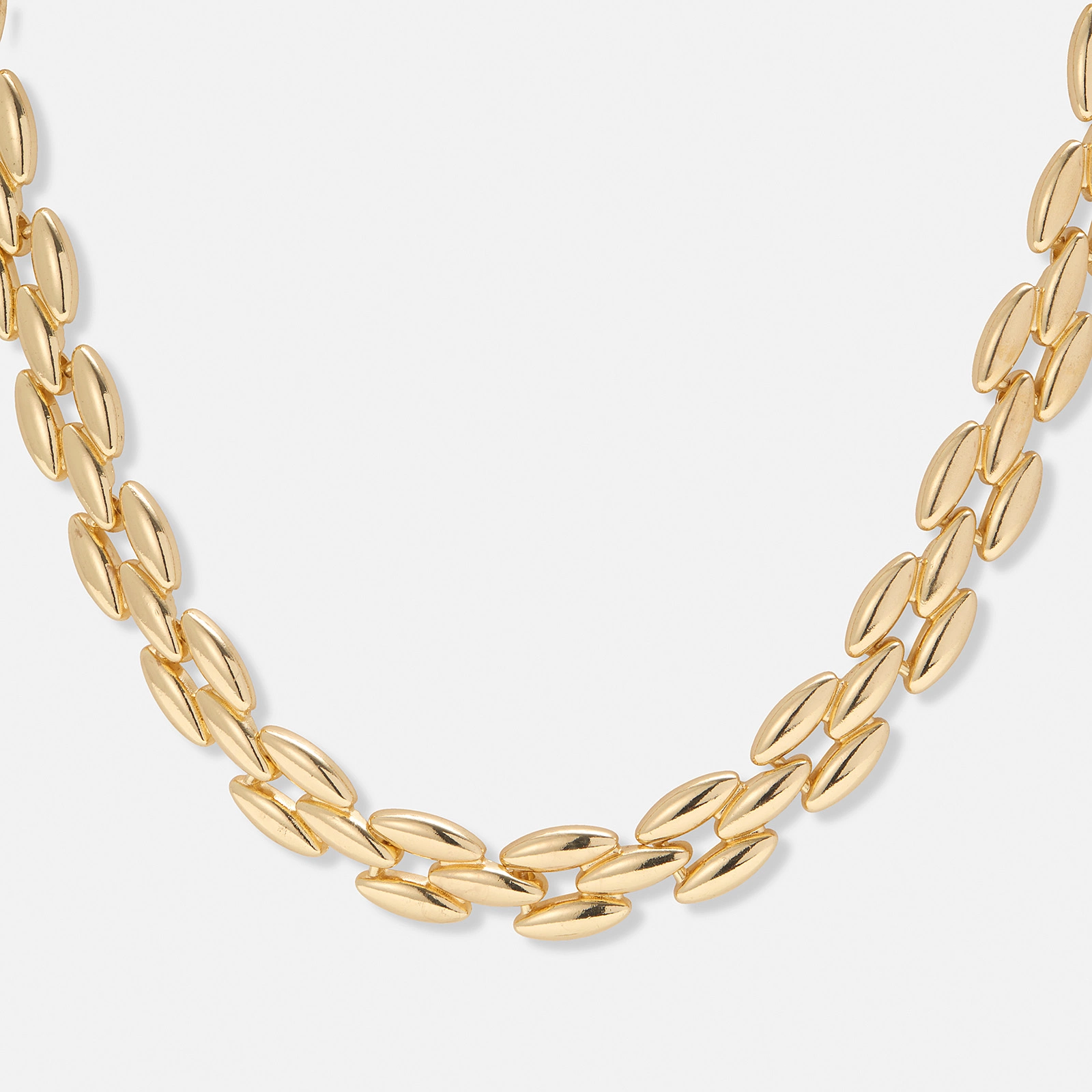 Guldf&auml;rgat chunky halsband, ovala l&auml;nkar - 42cm