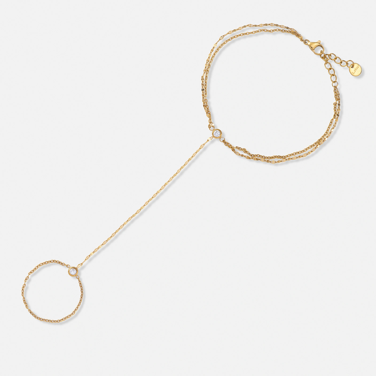 Ringarmband i guldpl&auml;terat st&aring;l - 16+3cm