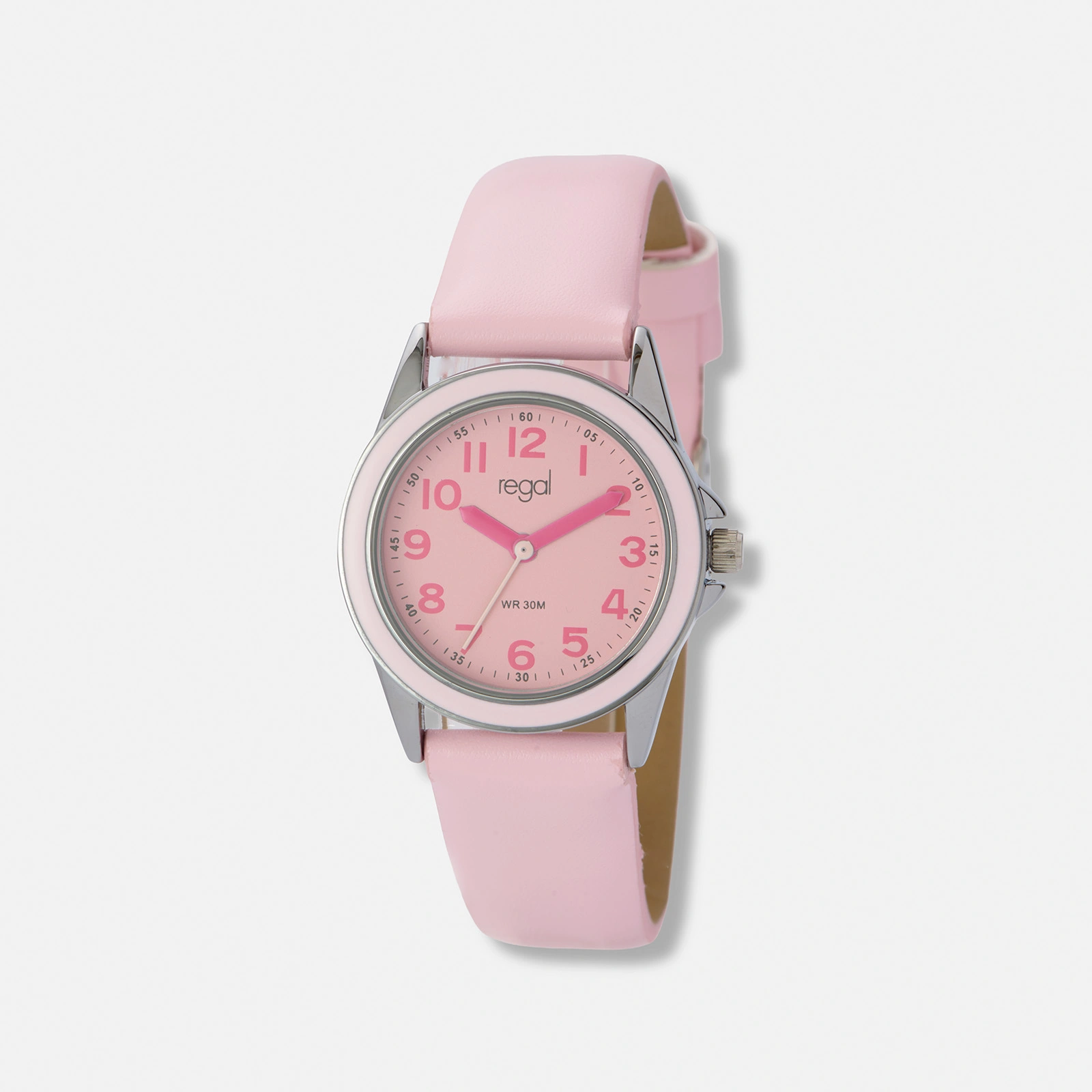 Regal barnklocka, rosa tavla & l&auml;derband - 29mm