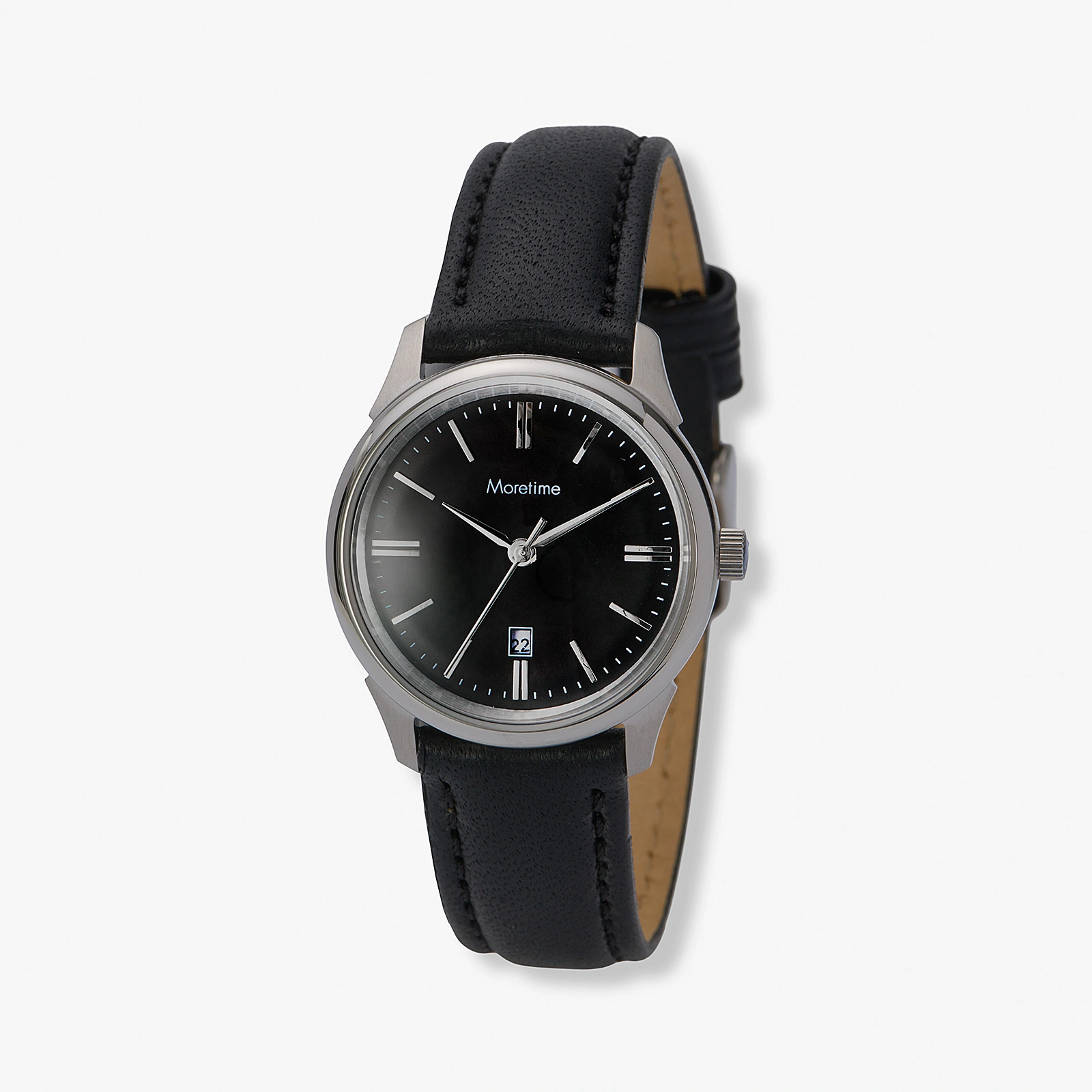 Mortime damklocka l&auml;derband - svart/svart 30mm