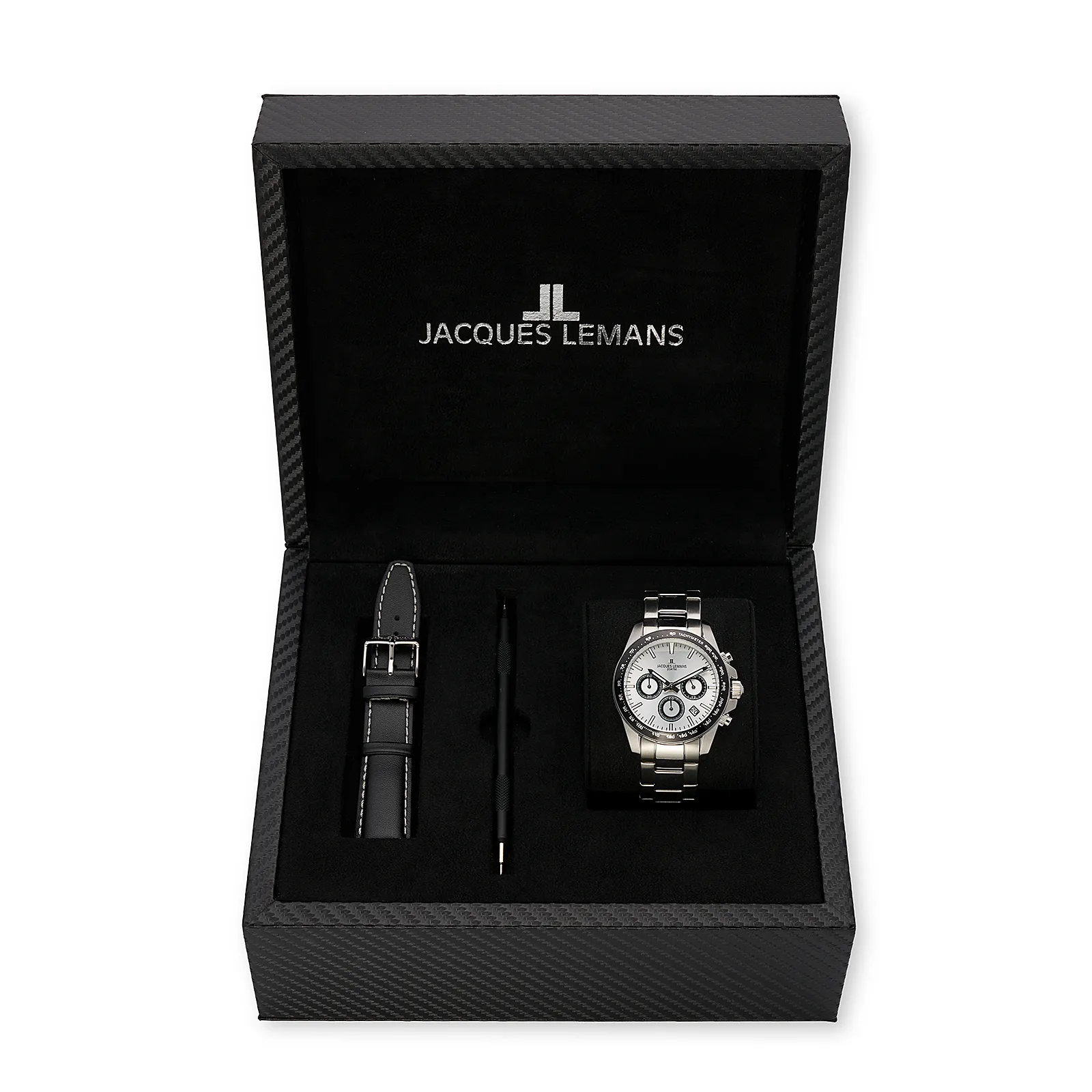 Liverpool klockset herr, stål/vit, 41 mm