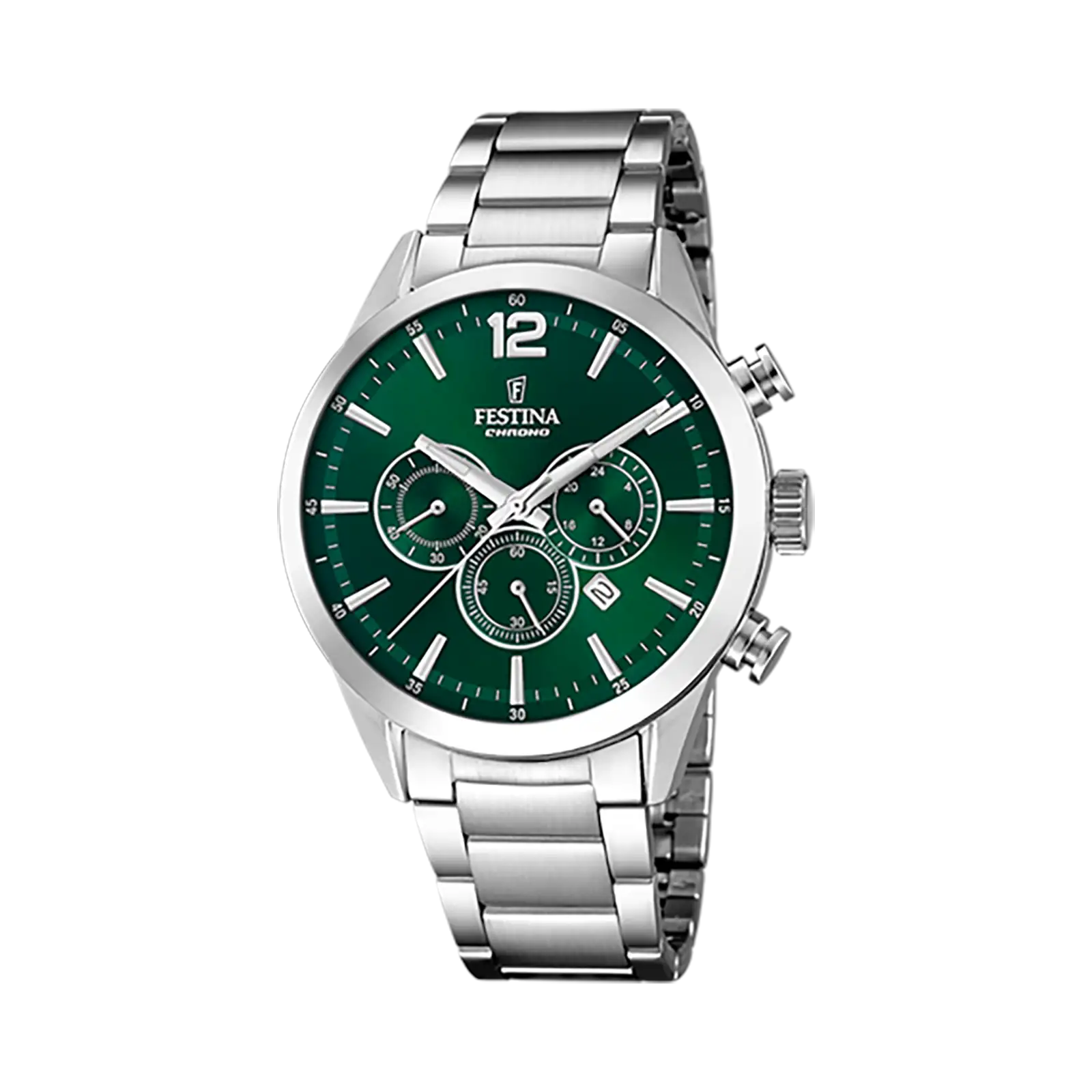 Timeless Chrono herrklocka grön/stål, metallband F20343/B