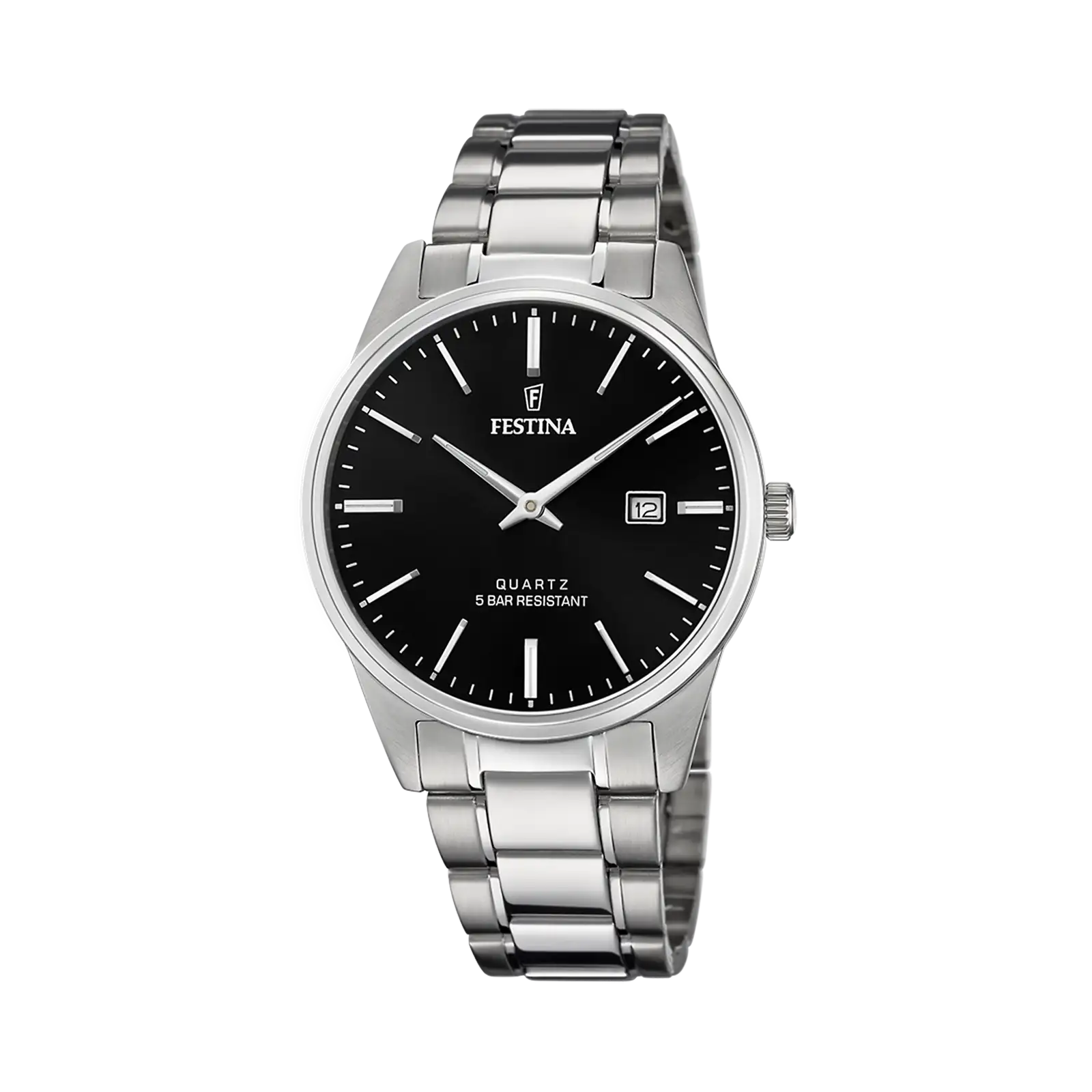 Classic herrklocka svart/stål, metallband F20511/4