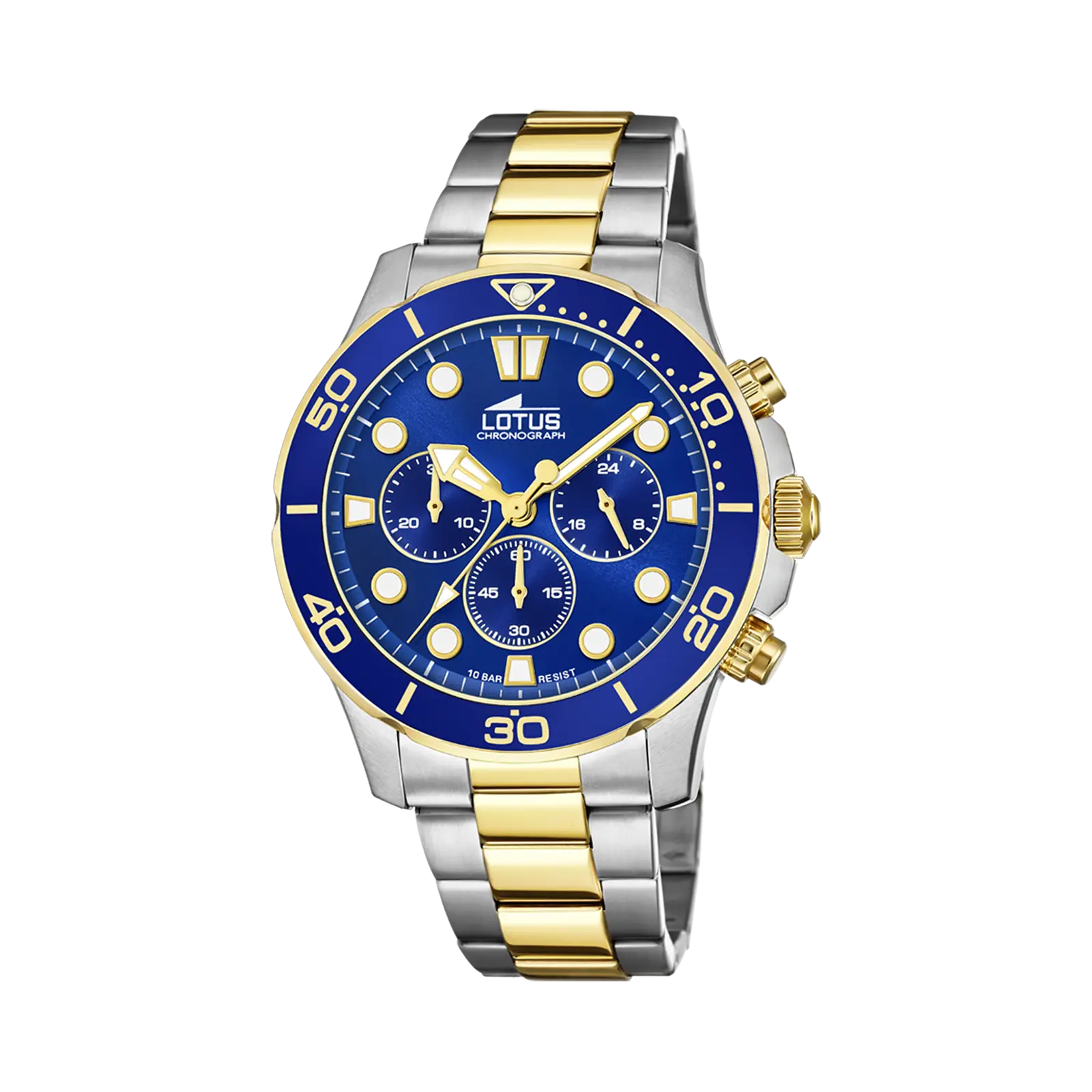 Lotus herrklocka - kronograf, bicolor/bl&aring;, 44,5 mm