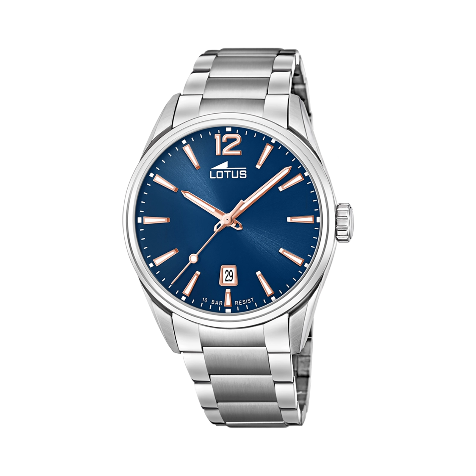 Lotus herrklocka - datum, stål/blå, 42 mm