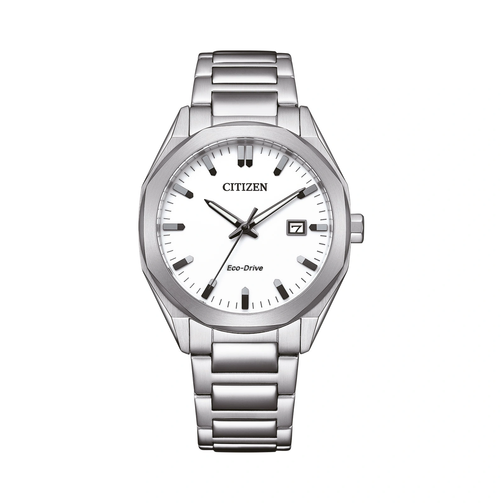 Elegant Eco-Drive stål/vit BM7620-83A