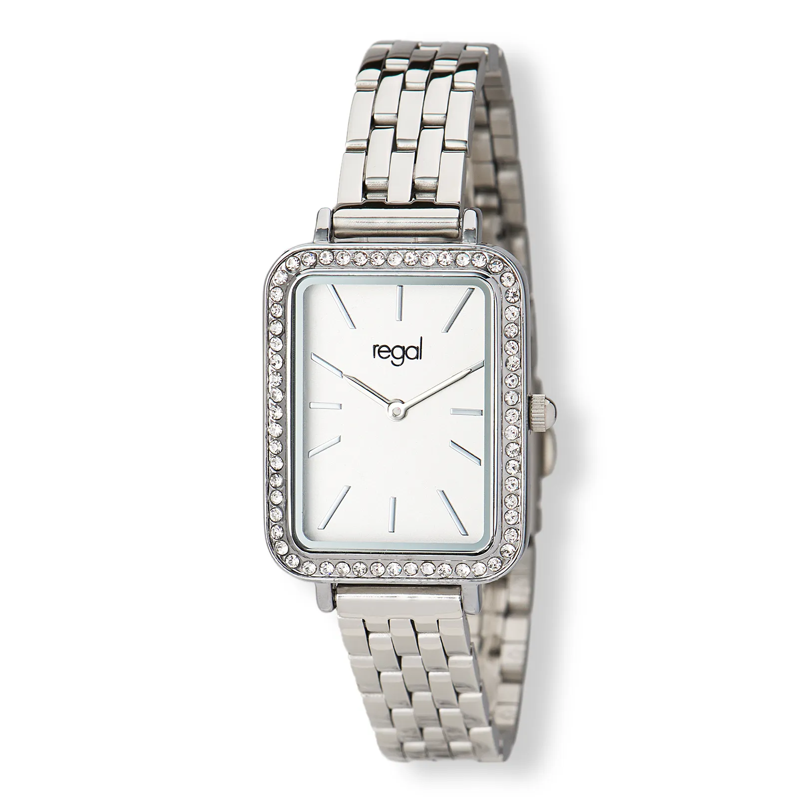 rektangulär dam vit/silver, metallband R89344-132