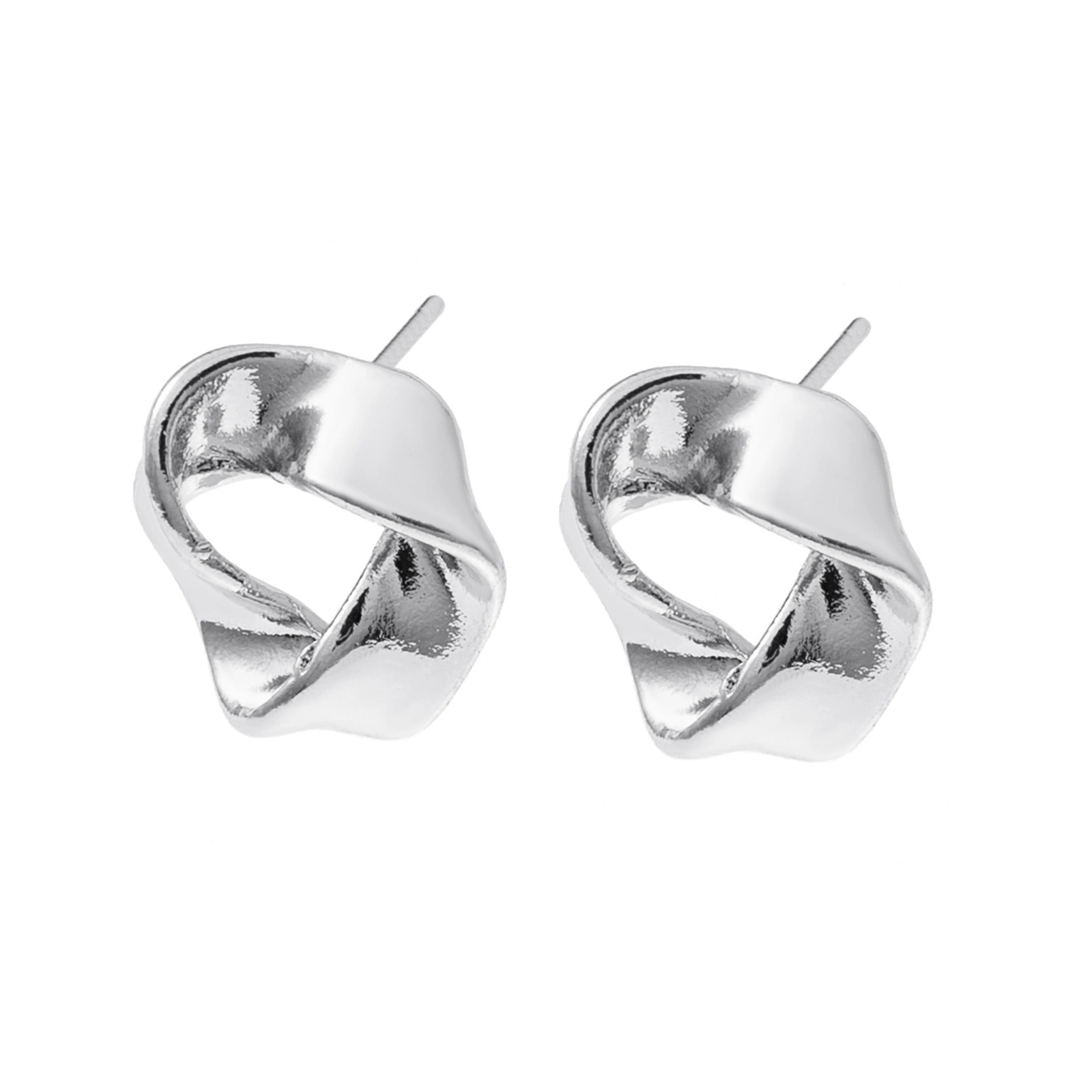 Silverfärgade örhängen, tvinnade ringar studs - 1,7x1,7 cm