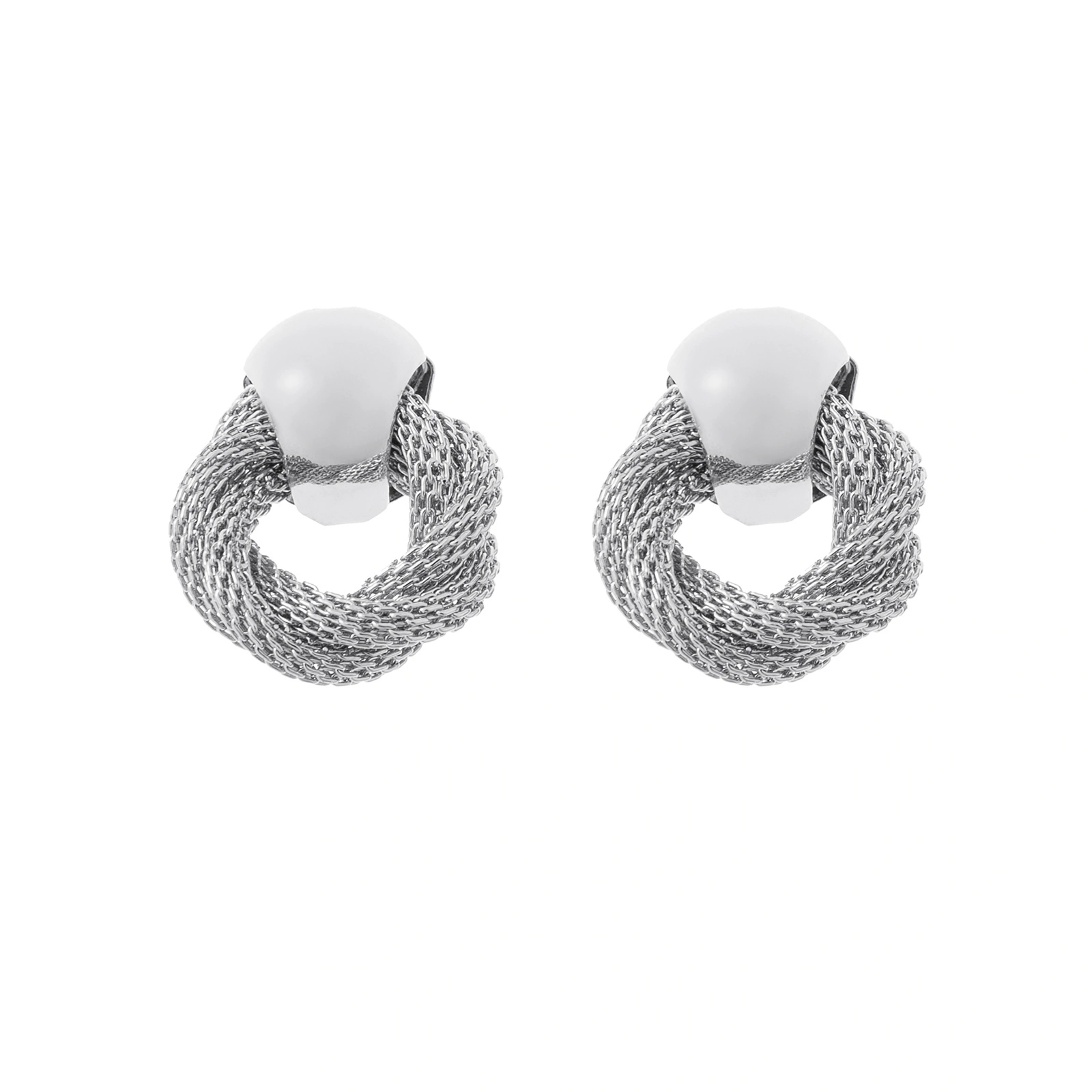 Silverfärgade örhängen, door knocker med mesh - 2,2x2,5 cm