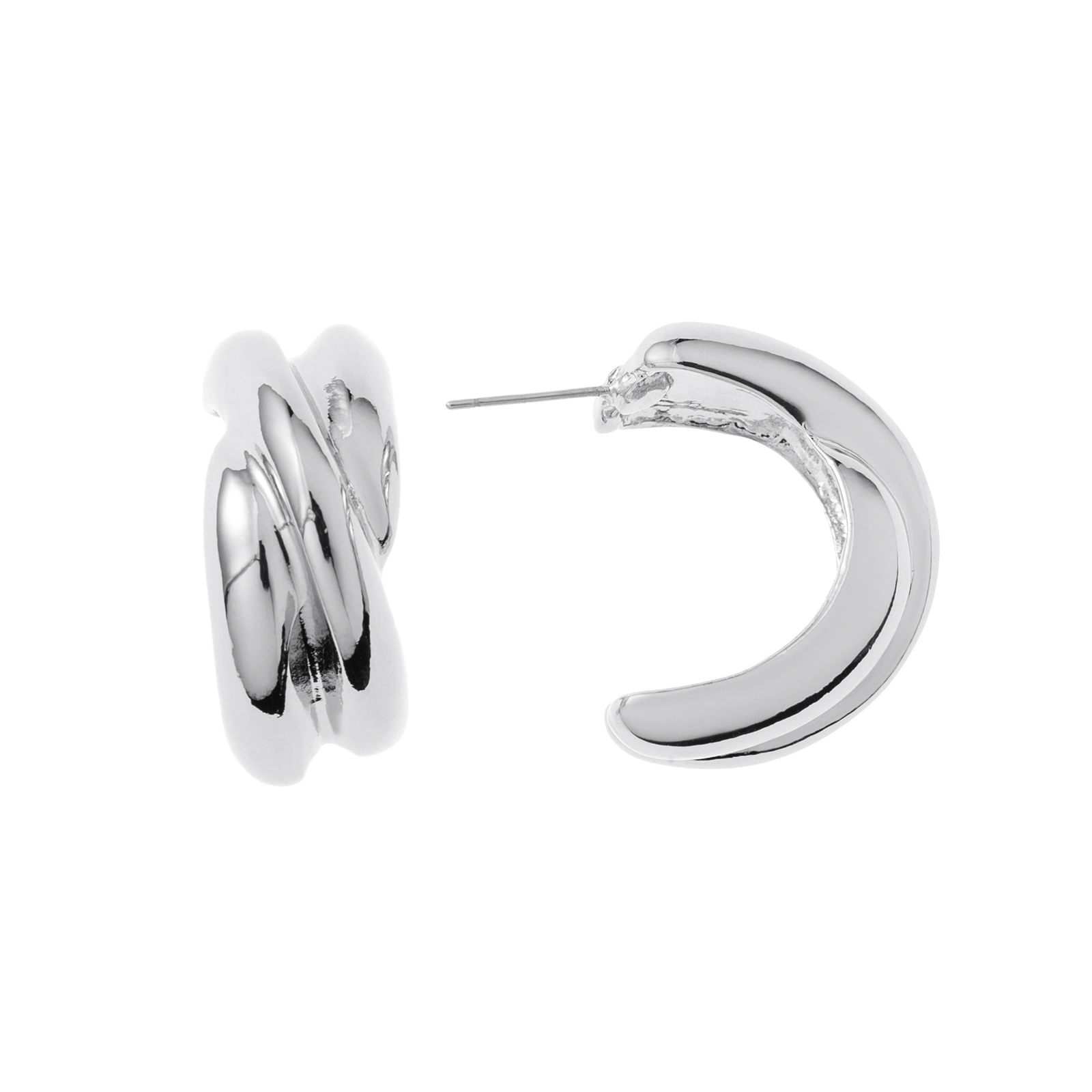 Silverfärgade örhängen, tvinnade C-hoops - 1,2x2 cm