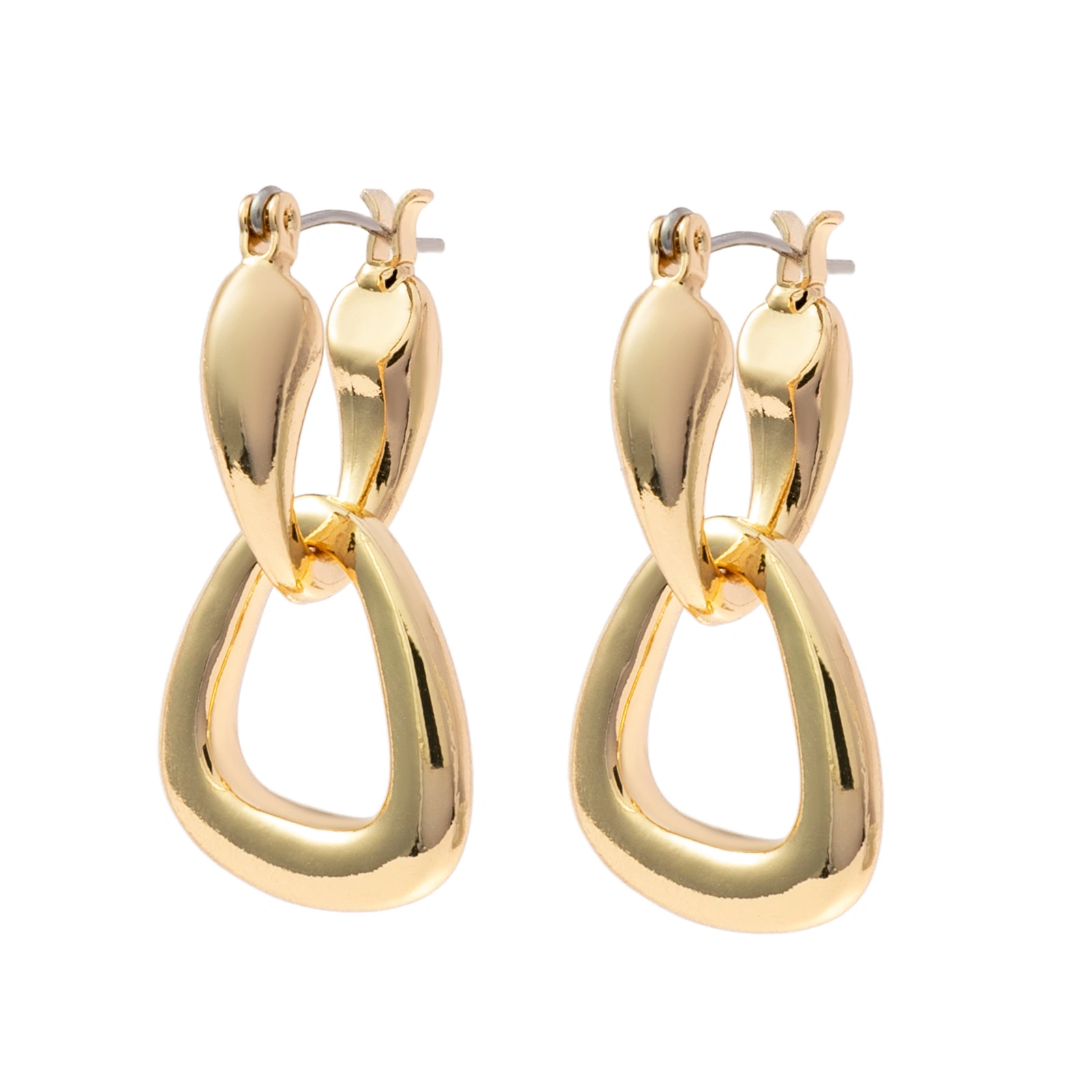 Guldfärgade örhängen, triangulära hoops - 1,5x3 cm