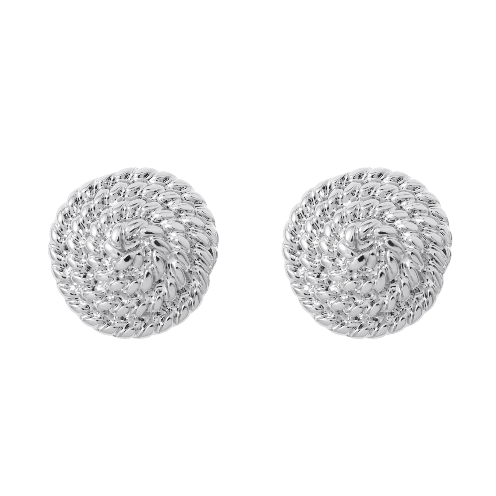 Silverfärgade örhängen, snurrade runda med klicklås - 2x2 cm