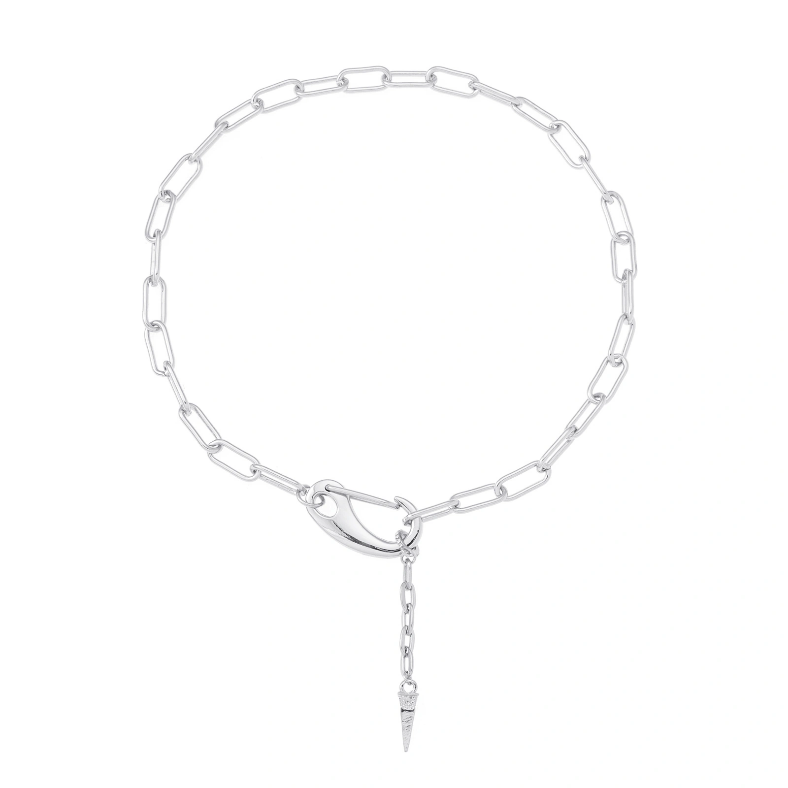 Silverfärgat halsband, karbinlås och nit - 42 cm